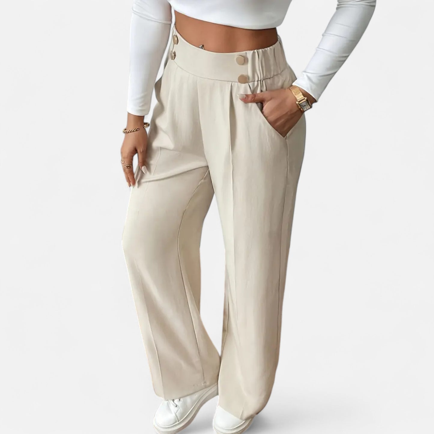 Riveromode | Women’s High-Waist Wide Leg Trousers in Elegant Cut