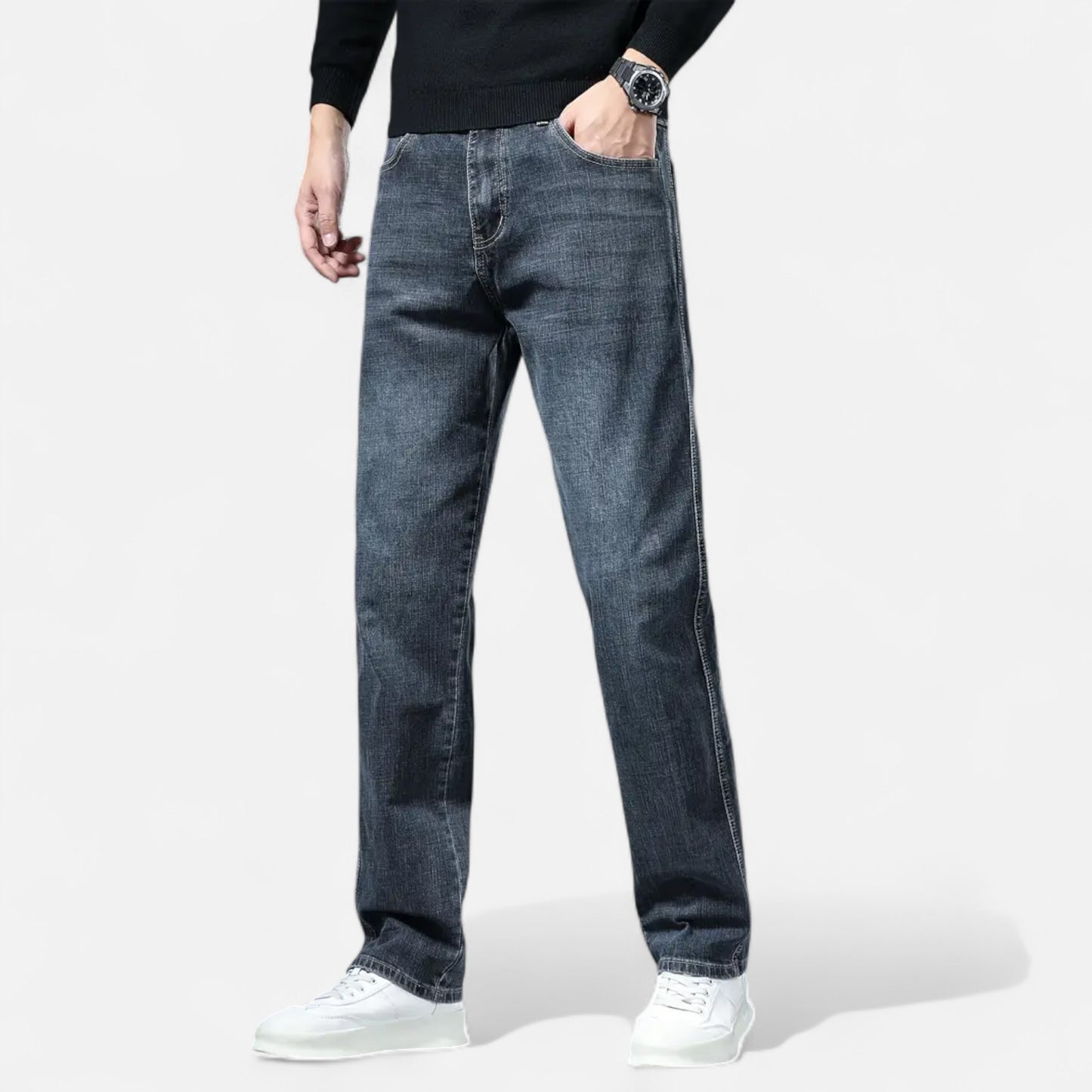 Riveromode | Men’s Straight Leg Jeans in Dark Wash Denim