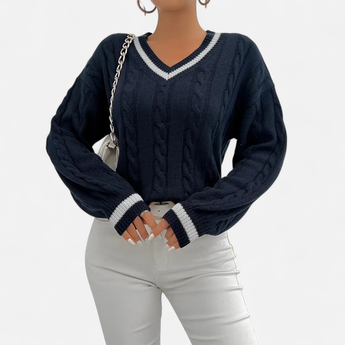 Riveromode | Women’s Long Sleeve Knit Jumper in Classic Detailing