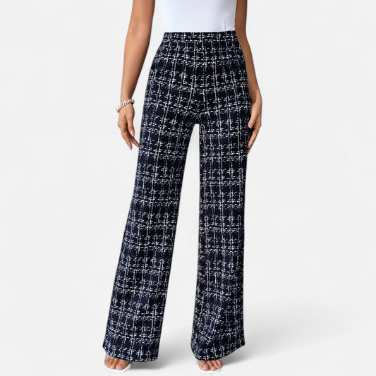 Riveromode | Women’s High-Waist Checkered Straight Leg Trousers