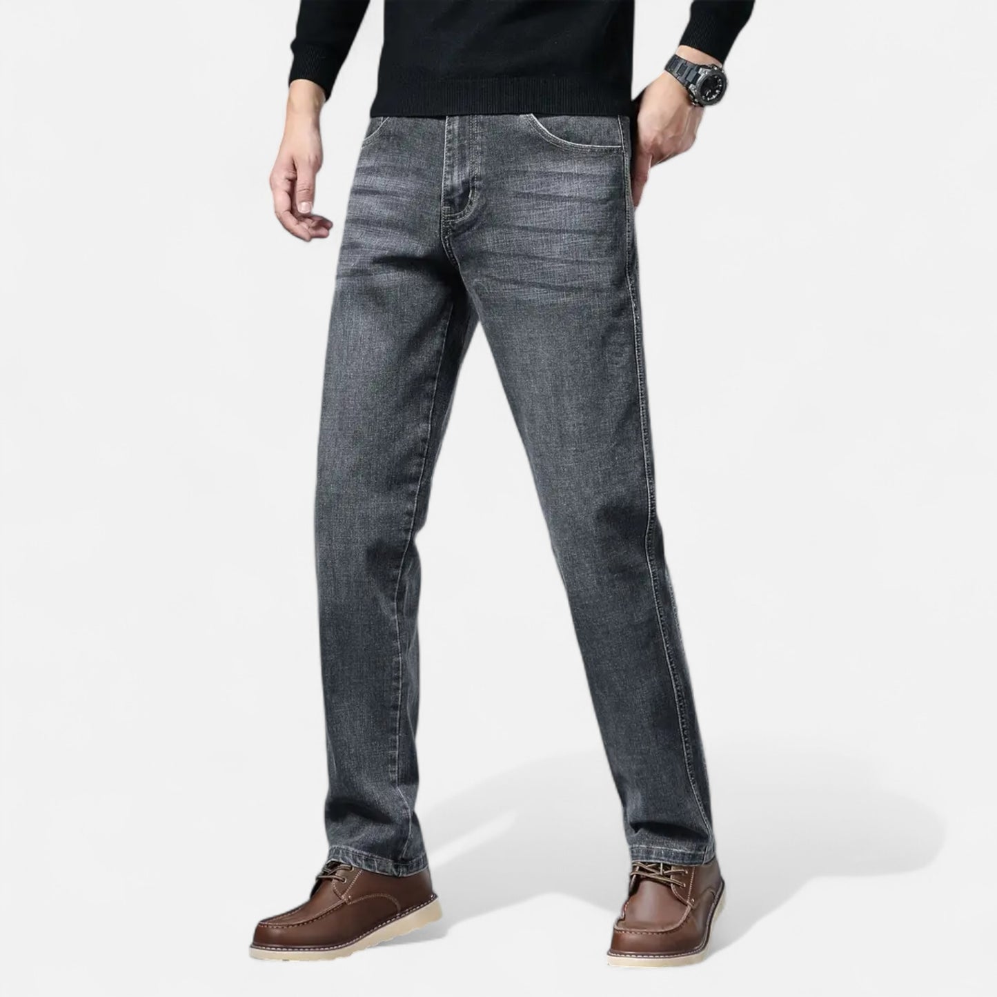Riveromode | Men’s Straight Leg Jeans in Dark Wash Denim