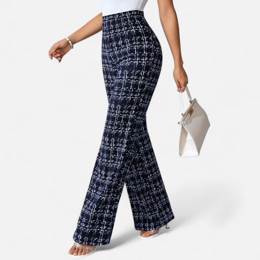 Riveromode | Women’s High-Waist Checkered Straight Leg Trousers
