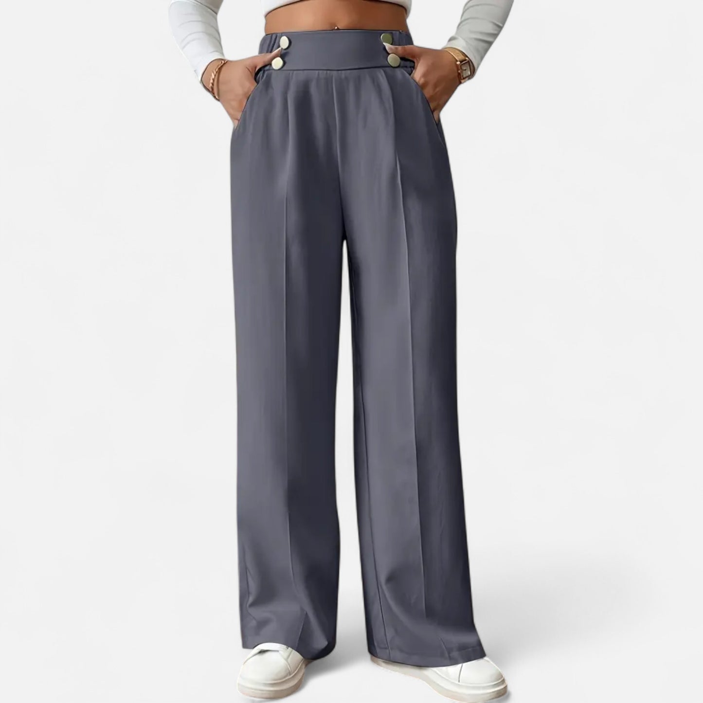 Riveromode | Women’s High-Waist Wide Leg Trousers in Elegant Cut