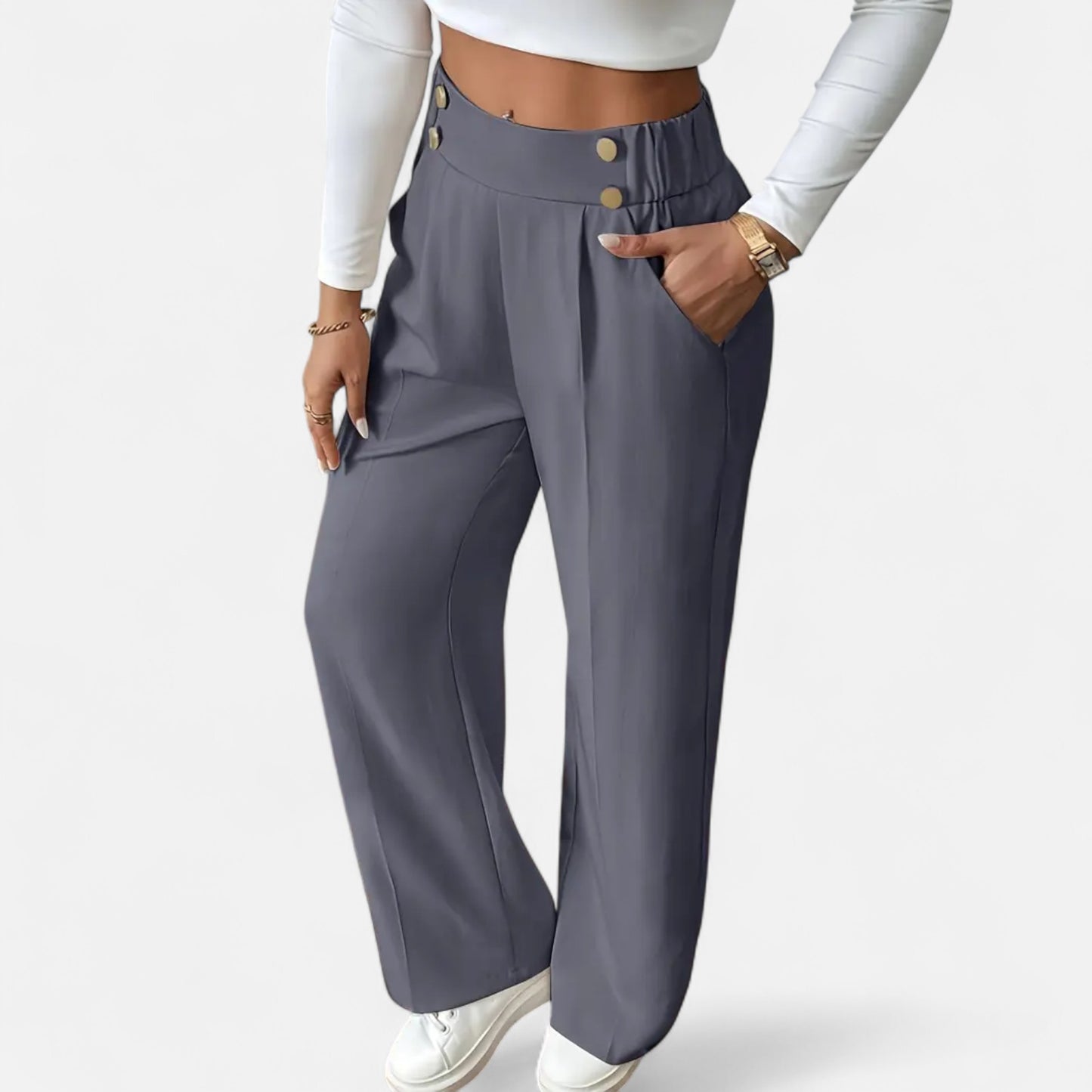 Riveromode | Women’s High-Waist Wide Leg Trousers in Elegant Cut