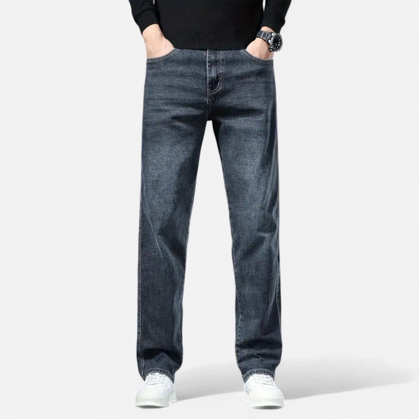 Riveromode | Men’s Straight Leg Jeans in Dark Wash Denim