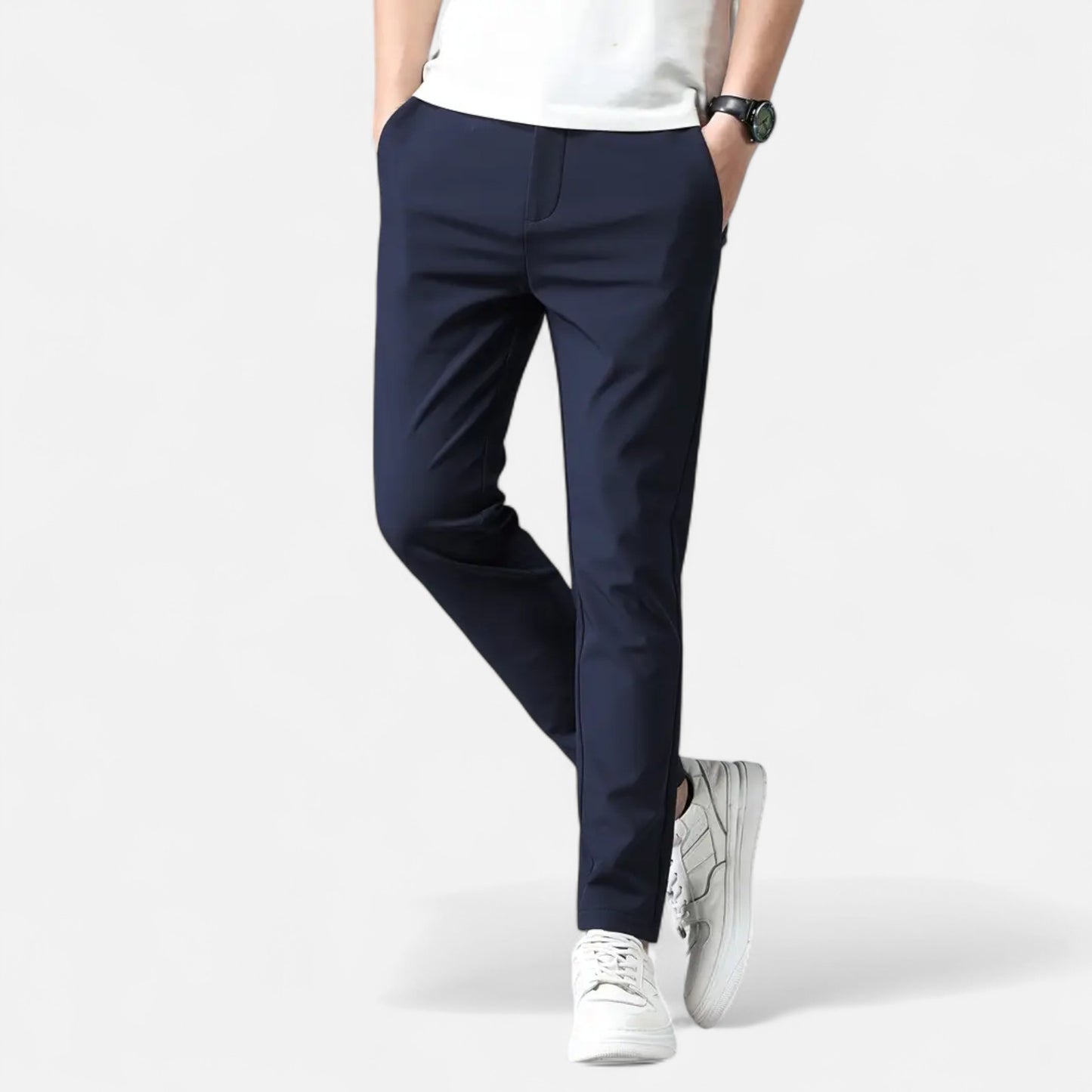 Riveromode | Men’s Mid-Rise Straight Leg Pants for Smart Casual Wear