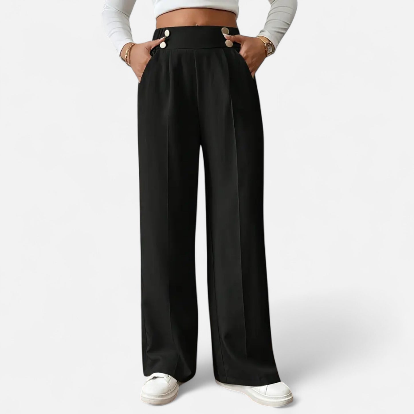 Riveromode | Women’s High-Waist Wide Leg Trousers in Elegant Cut
