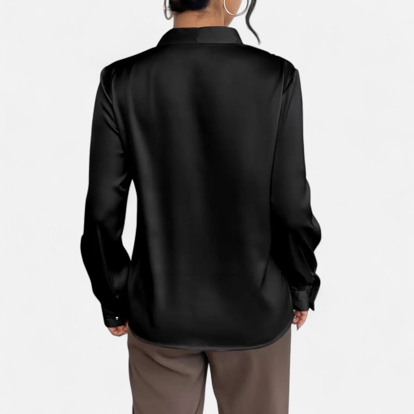 Riveromode | Women’s Satin Blouse with Elegant V-Neck