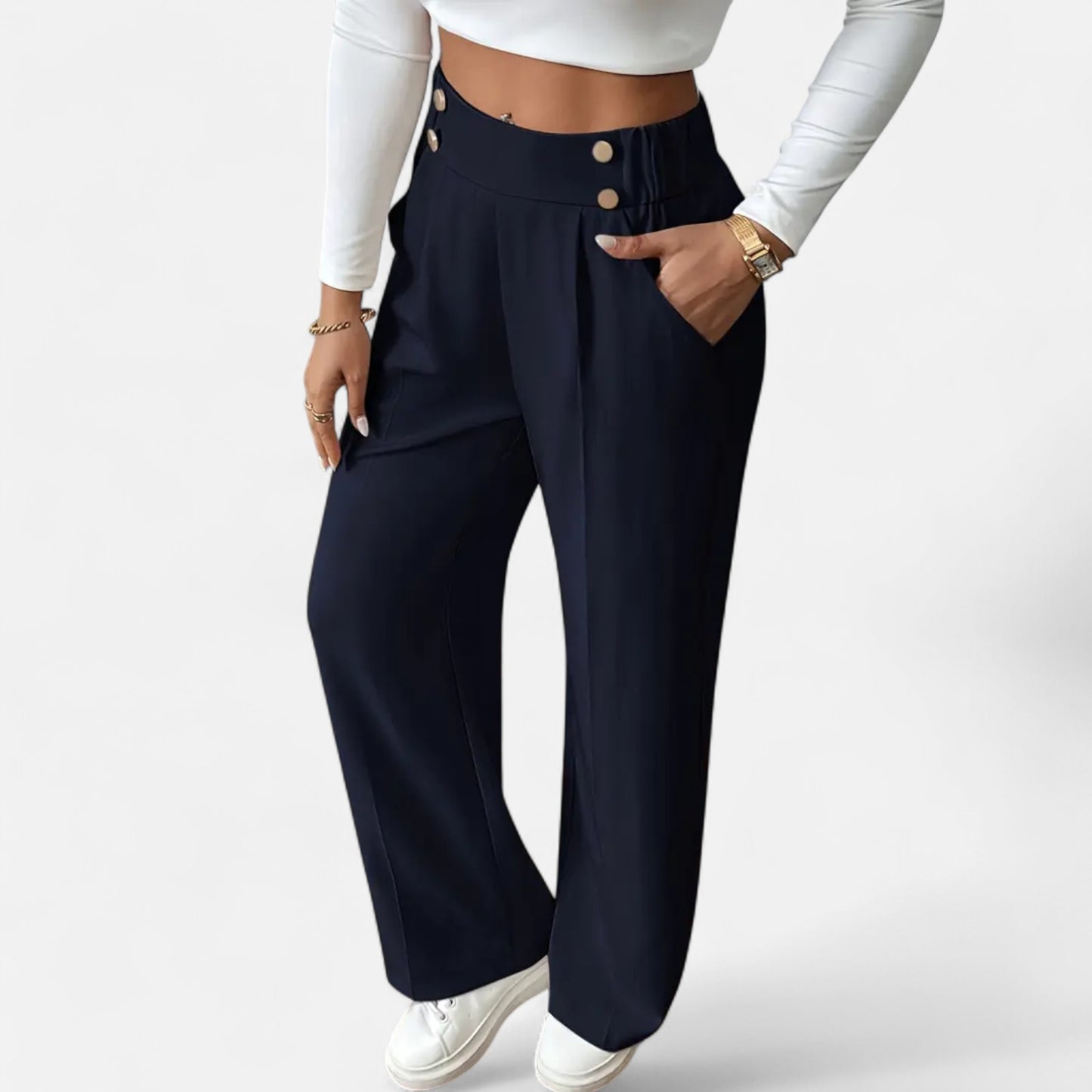 Riveromode | Women’s High-Waist Wide Leg Trousers in Elegant Cut