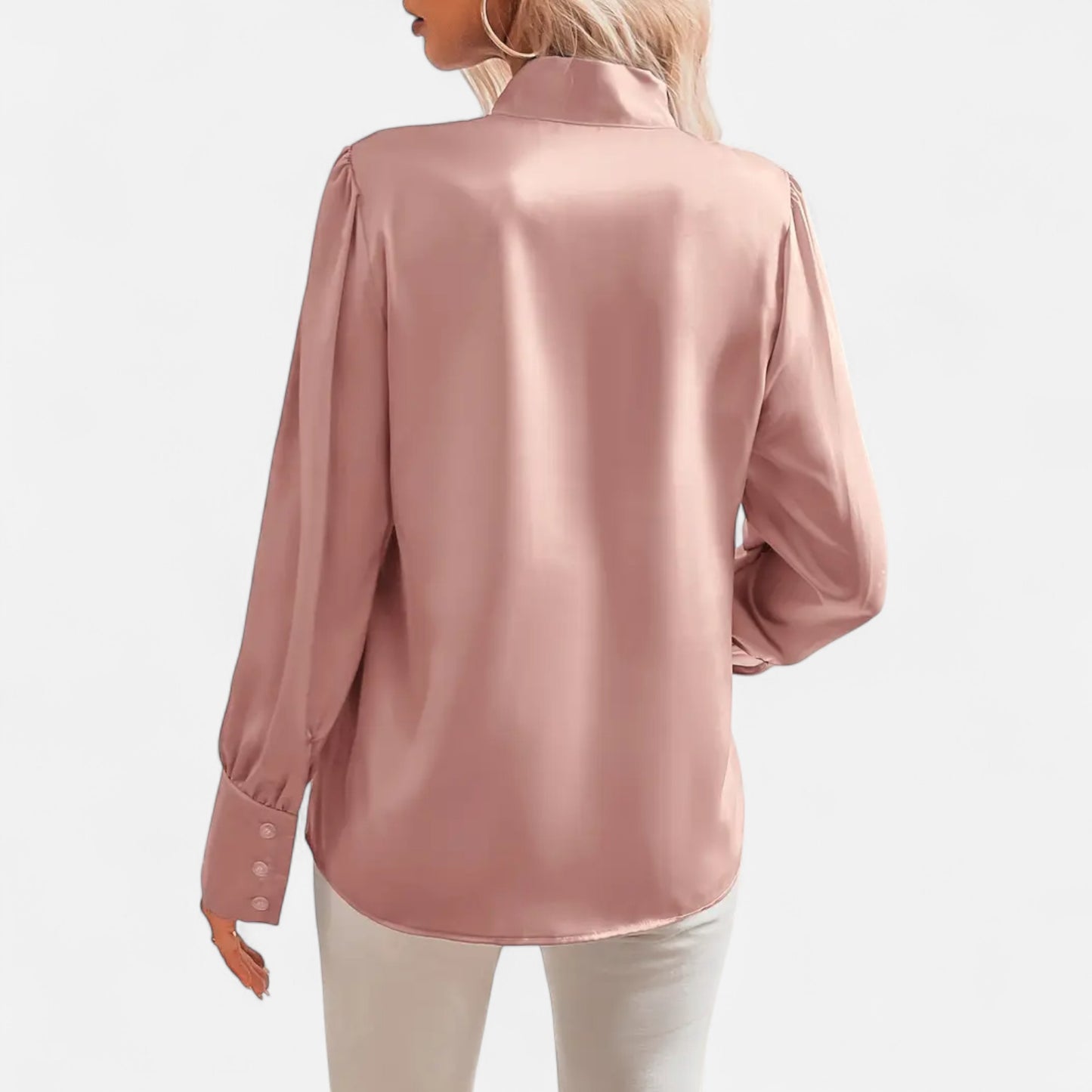 Riveromode | Women’s Satin Blouse with Bow Tie Neck