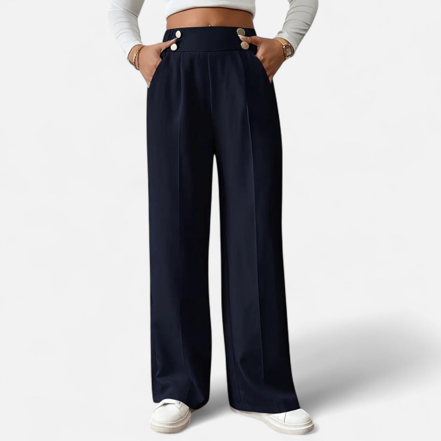 Riveromode | Women’s High-Waist Wide Leg Trousers in Elegant Cut