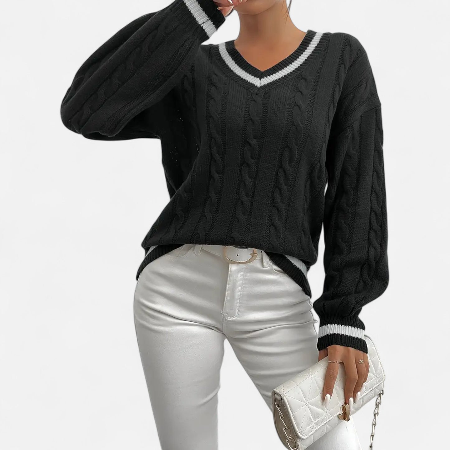 Riveromode | Women’s Long Sleeve Knit Jumper in Classic Detailing