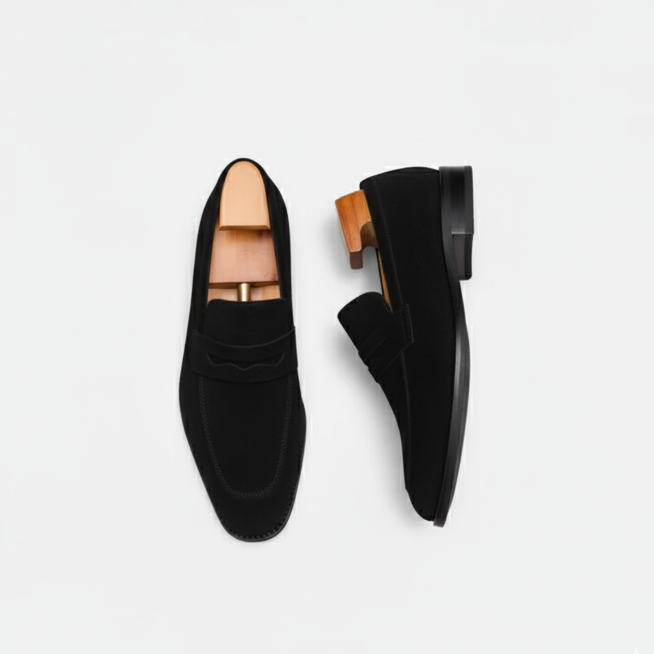 Riveromode | Men’s Suede Penny Loafers – Classic Slip-On Elegance