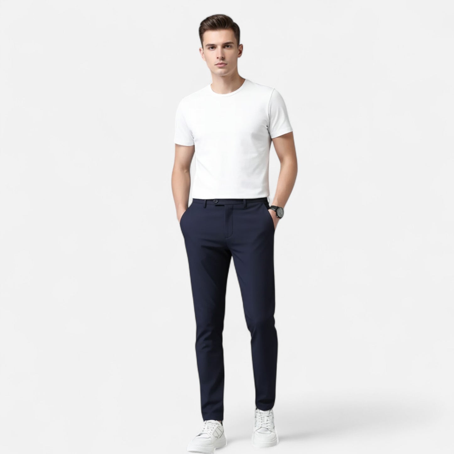 Riveromode | Men’s Mid-Rise Straight Leg Pants for Smart Casual Wear