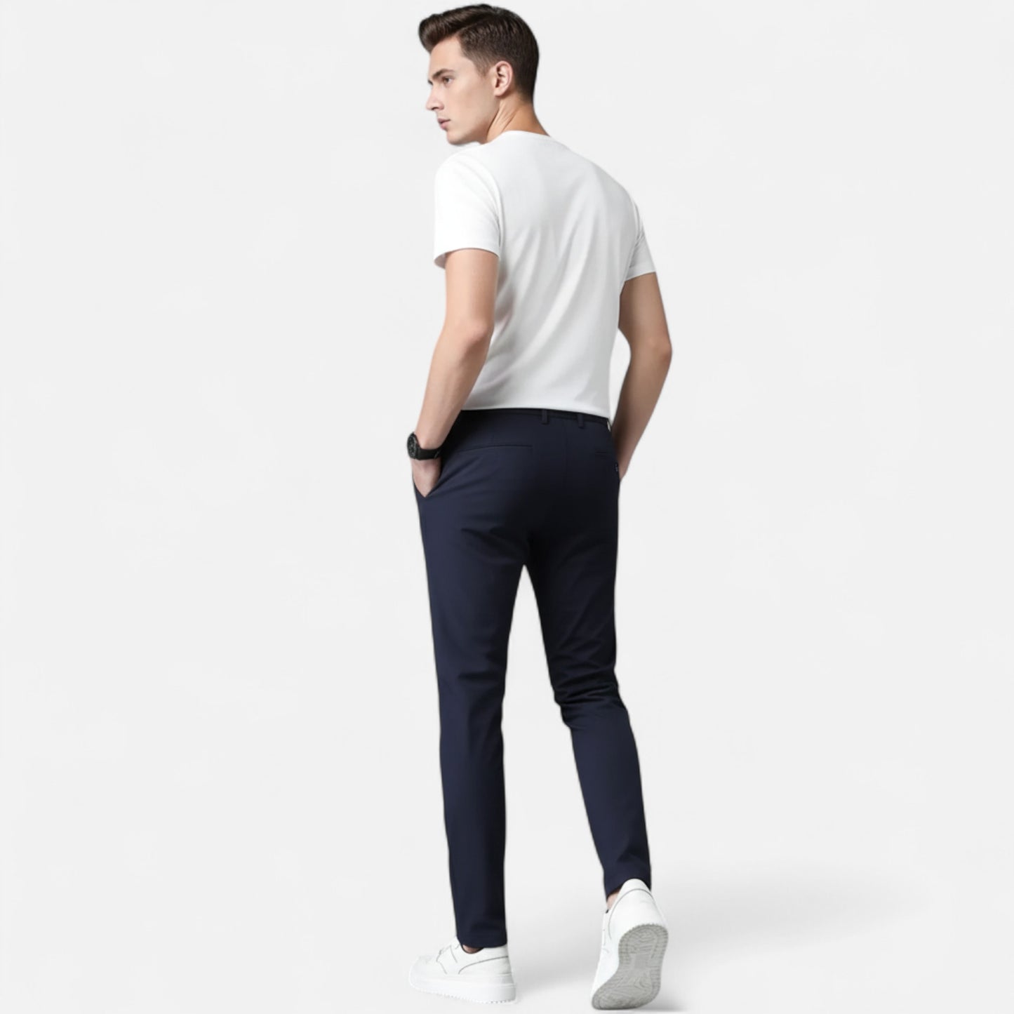 Riveromode | Men’s Mid-Rise Straight Leg Pants for Smart Casual Wear