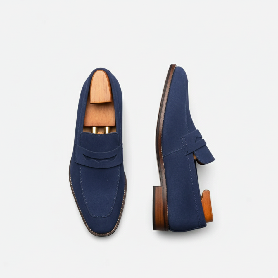 Riveromode | Men’s Suede Penny Loafers – Classic Slip-On Elegance