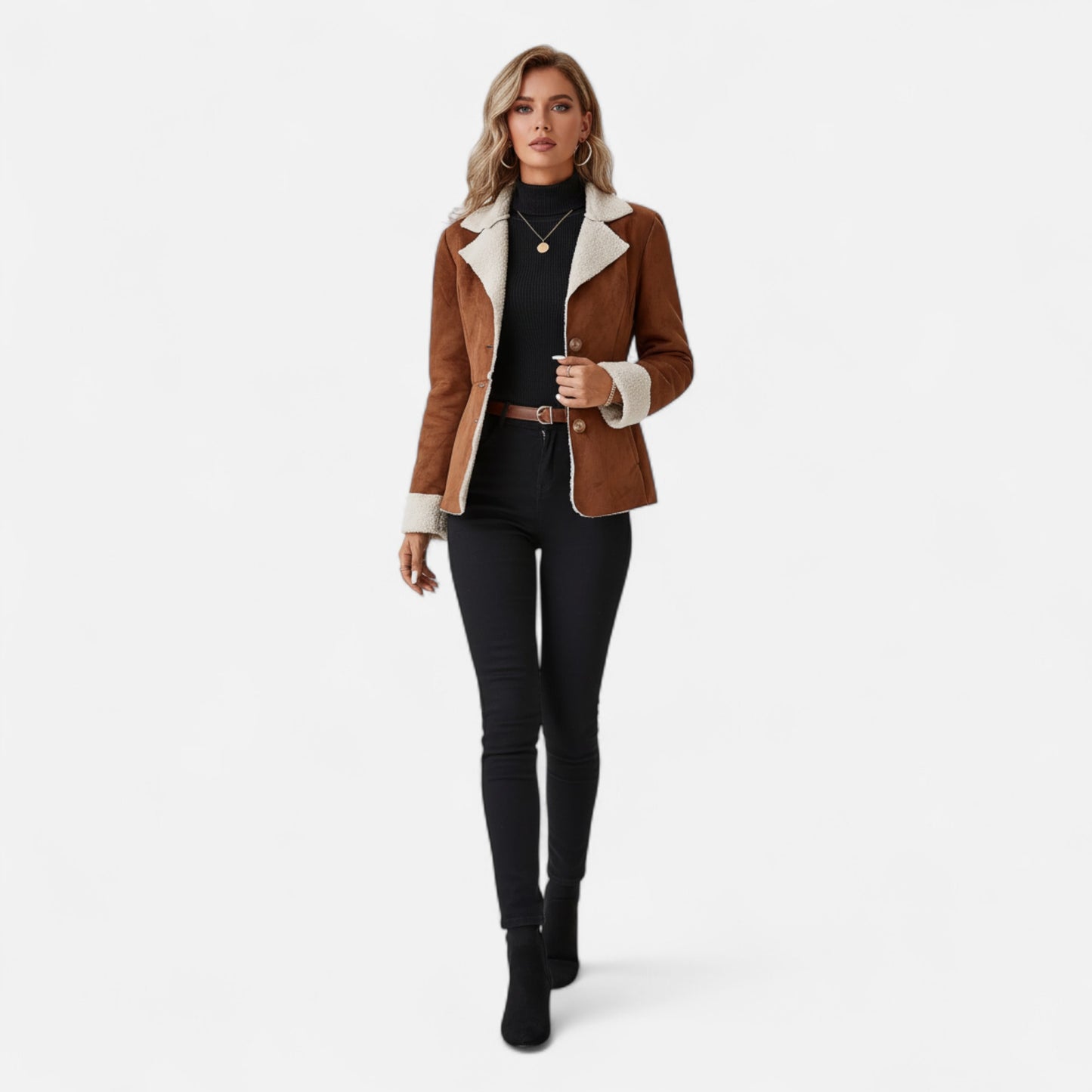 Riveromode | Women’s Faux Fur Jacket with Button Front