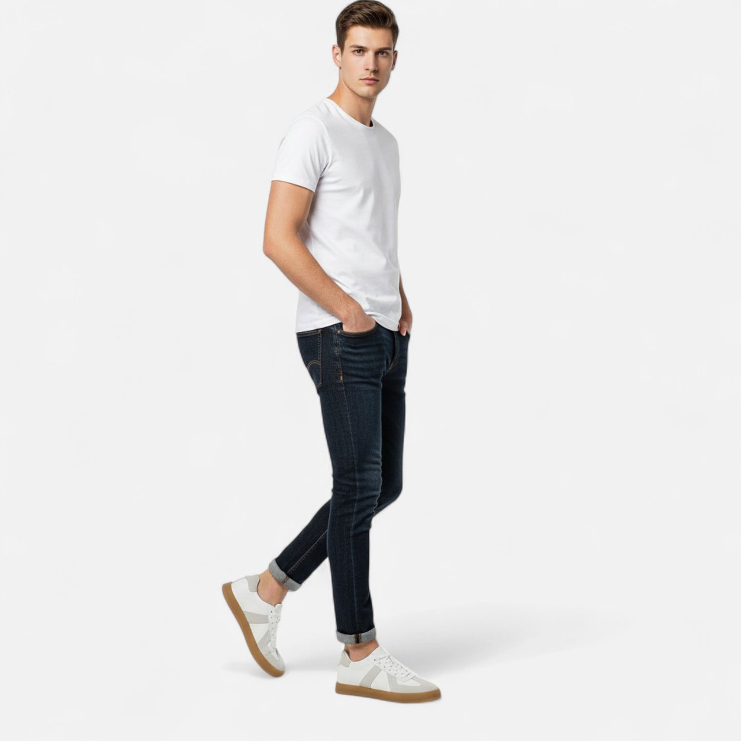 Riveromode | Men’s Leather Sneakers – Classic Suede Detail Design