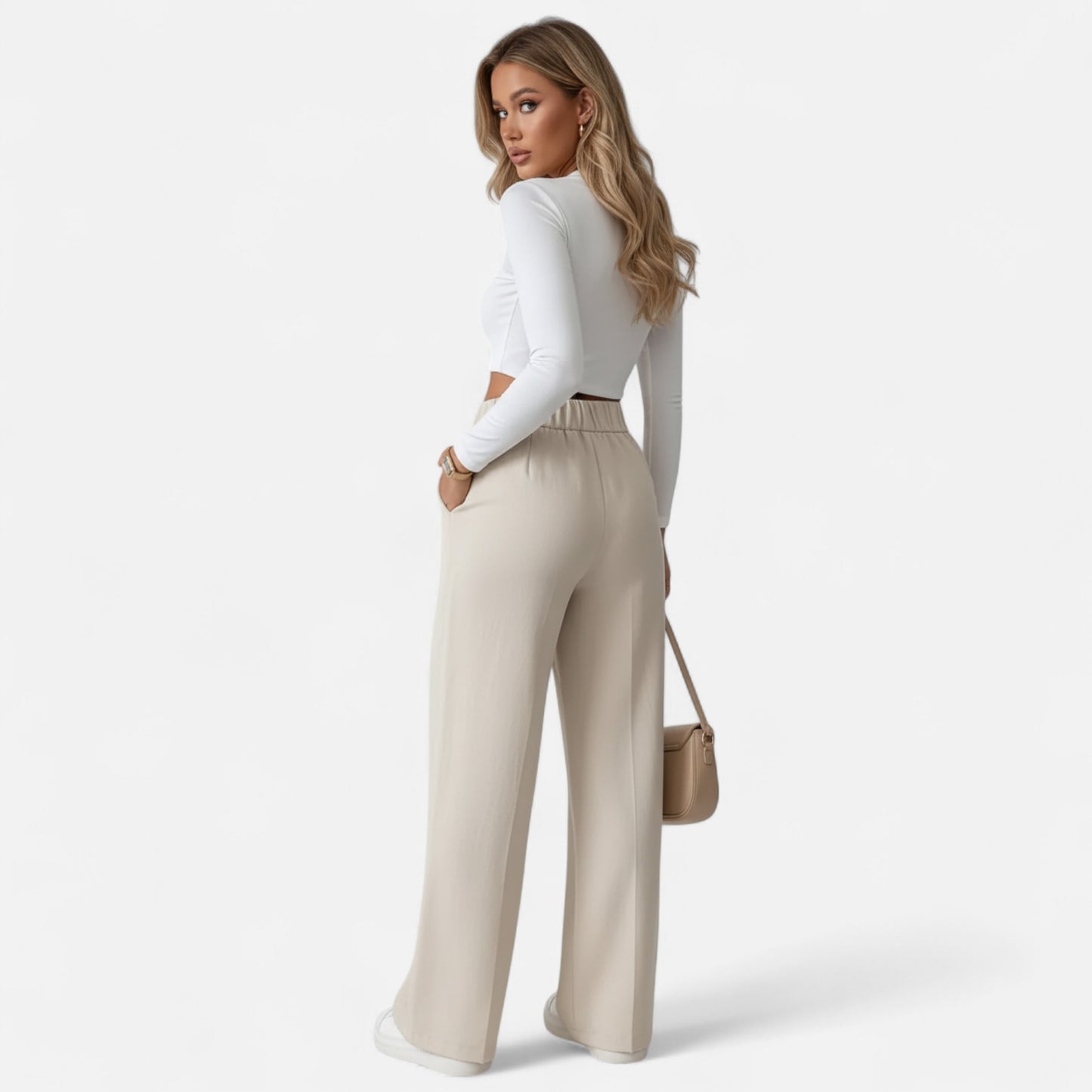 Riveromode | Women’s High-Waist Wide Leg Trousers in Elegant Cut