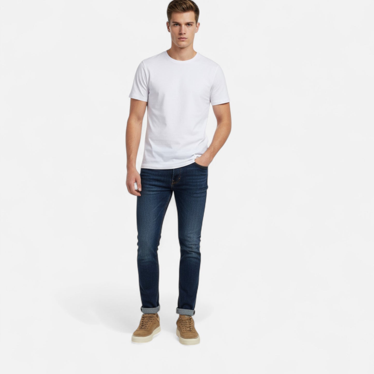 Riveromode | Men’s Suede Sneakers – Smart Casual White Sole