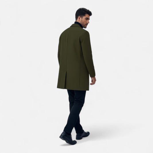 Riveromode | Men’s Long Wool Blend Overcoat in Classic Design