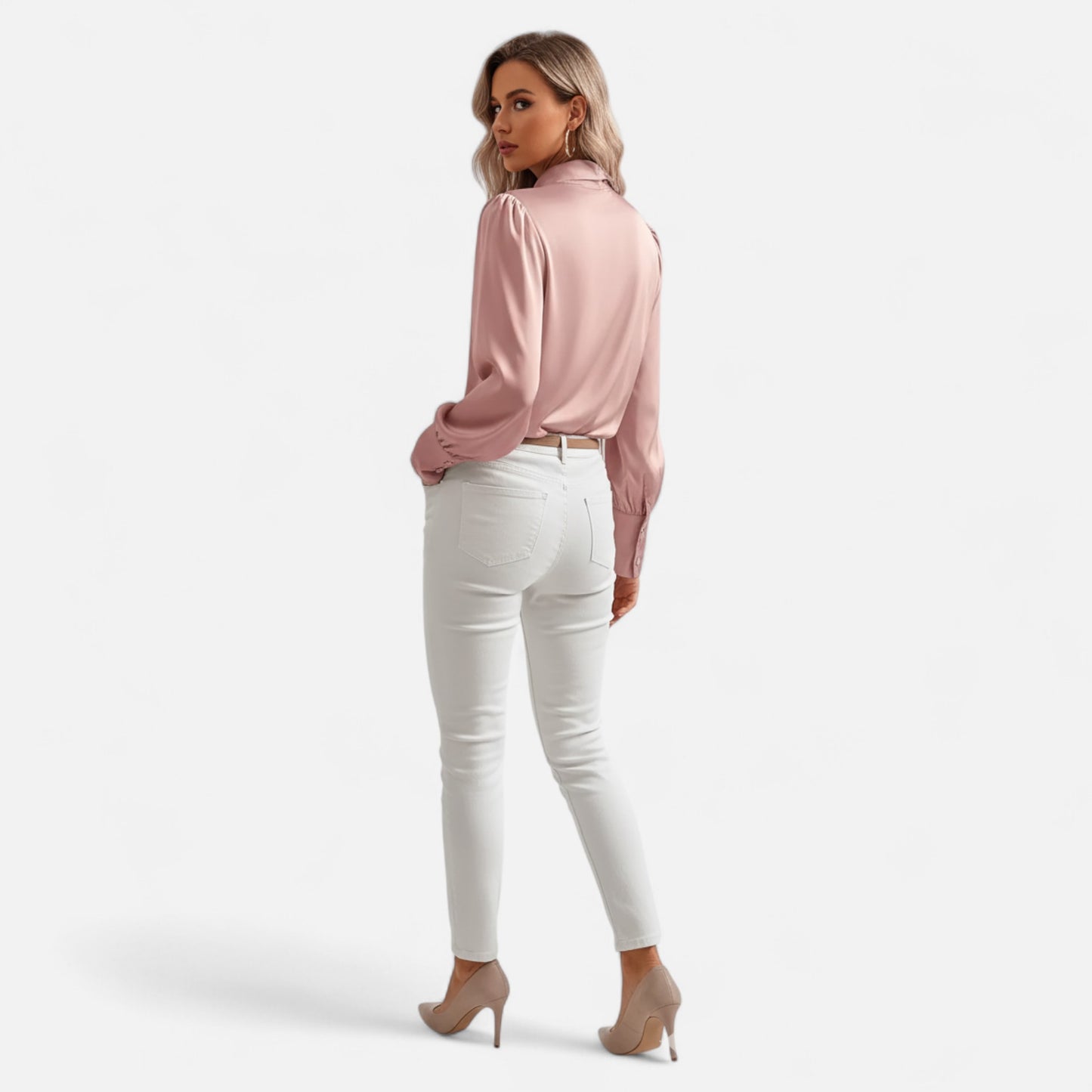 Riveromode | Women’s Satin Blouse with Bow Tie Neck