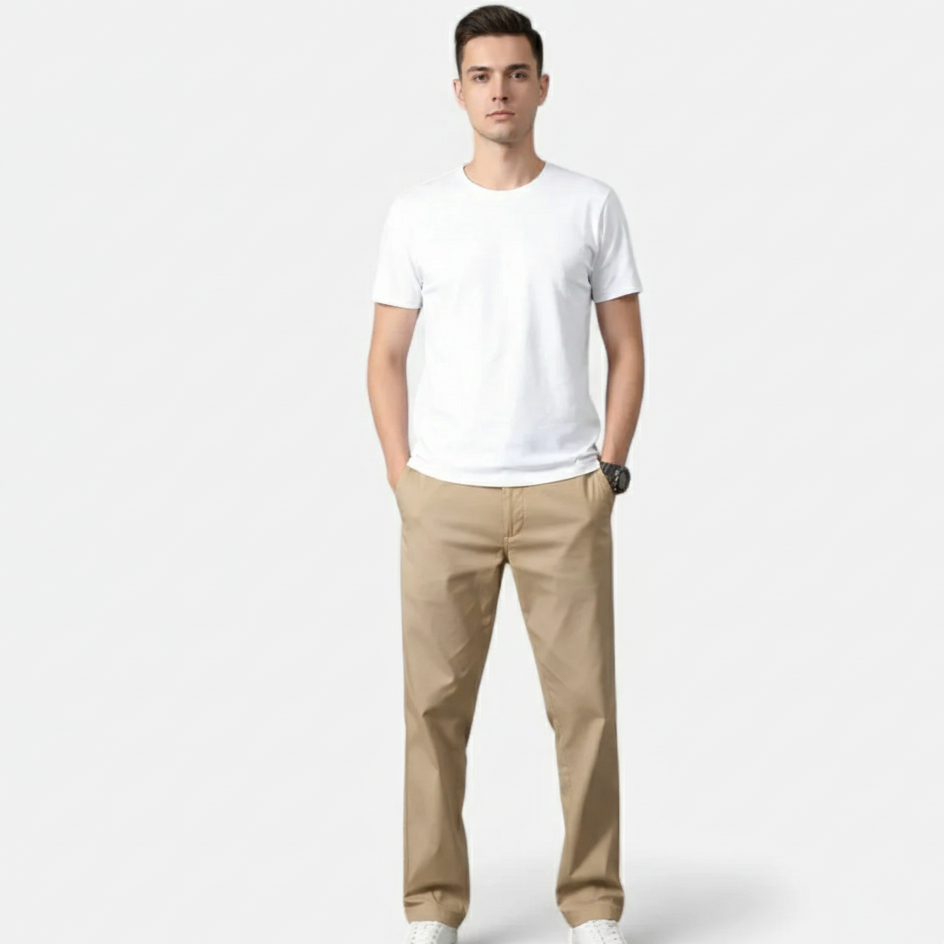 Riveromode | Men’s Straight Leg Cotton Trousers for Everyday Wear