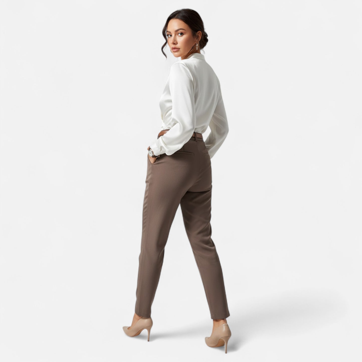 Riveromode | Women’s Satin Blouse with Elegant V-Neck