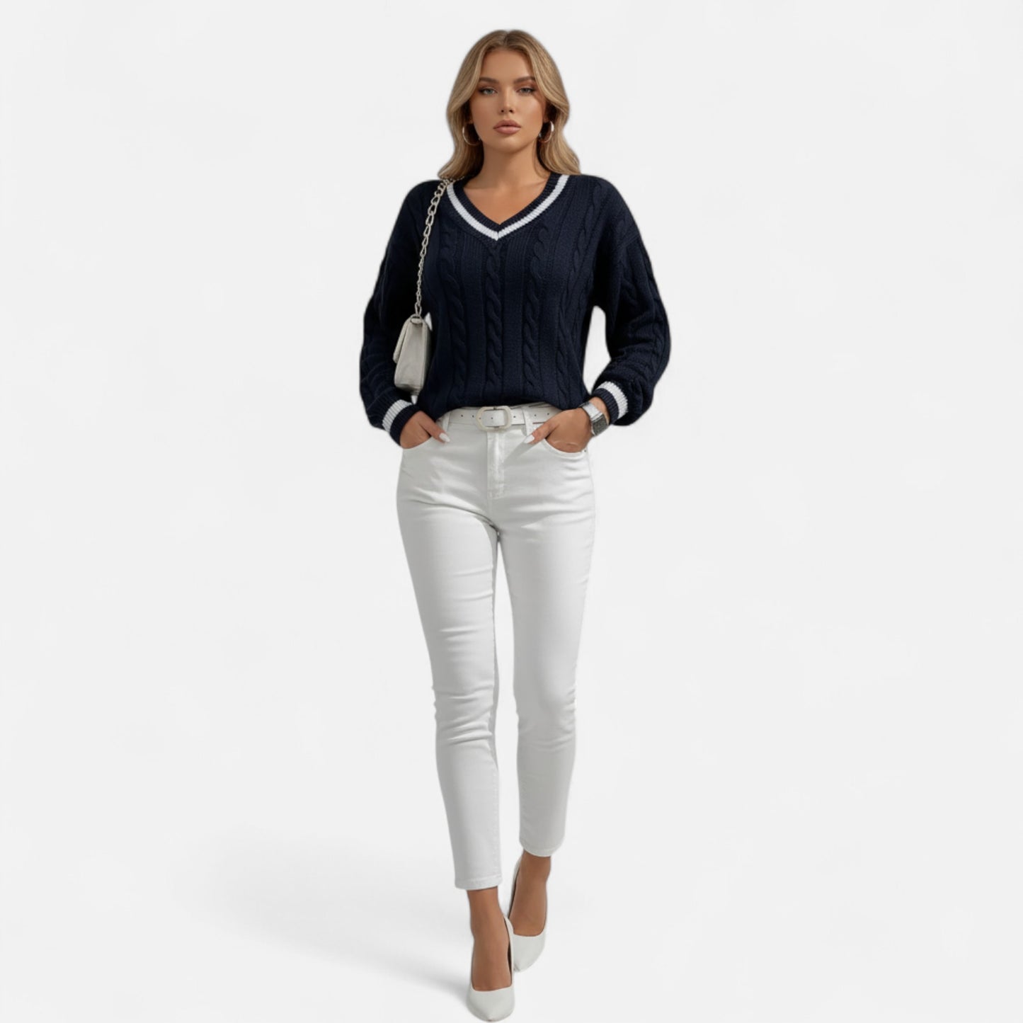 Riveromode | Women’s Long Sleeve Knit Jumper in Classic Detailing