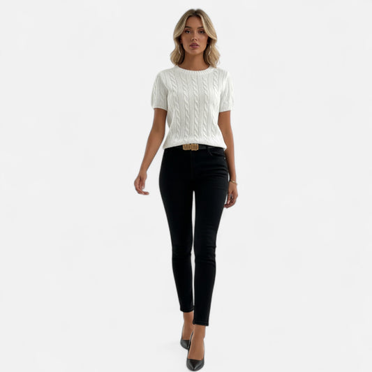 Riveromode | Women’s Knitted Top in Classic Cable Design