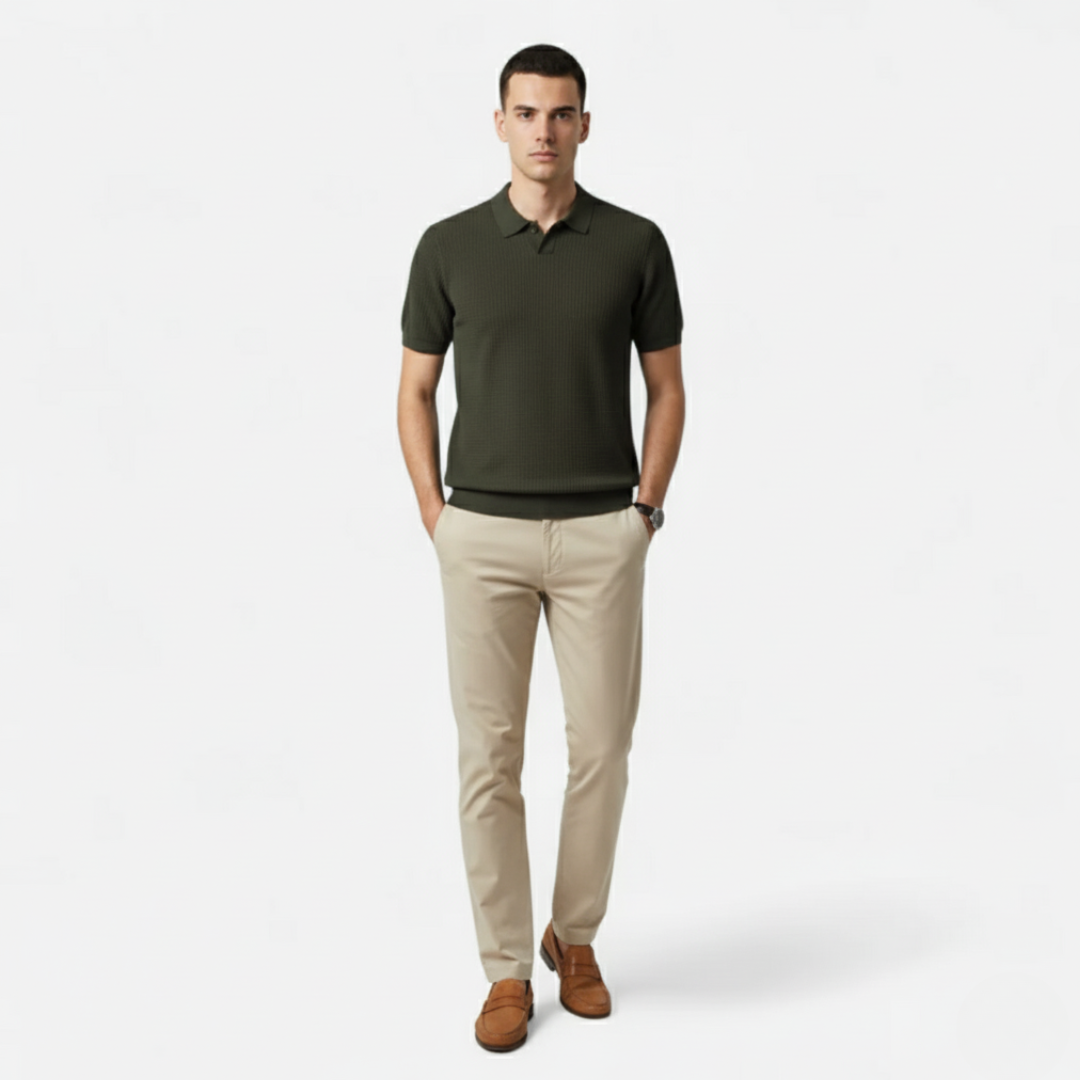 Riveromode | Men’s Knitted Polo Shirt in Summer Weight