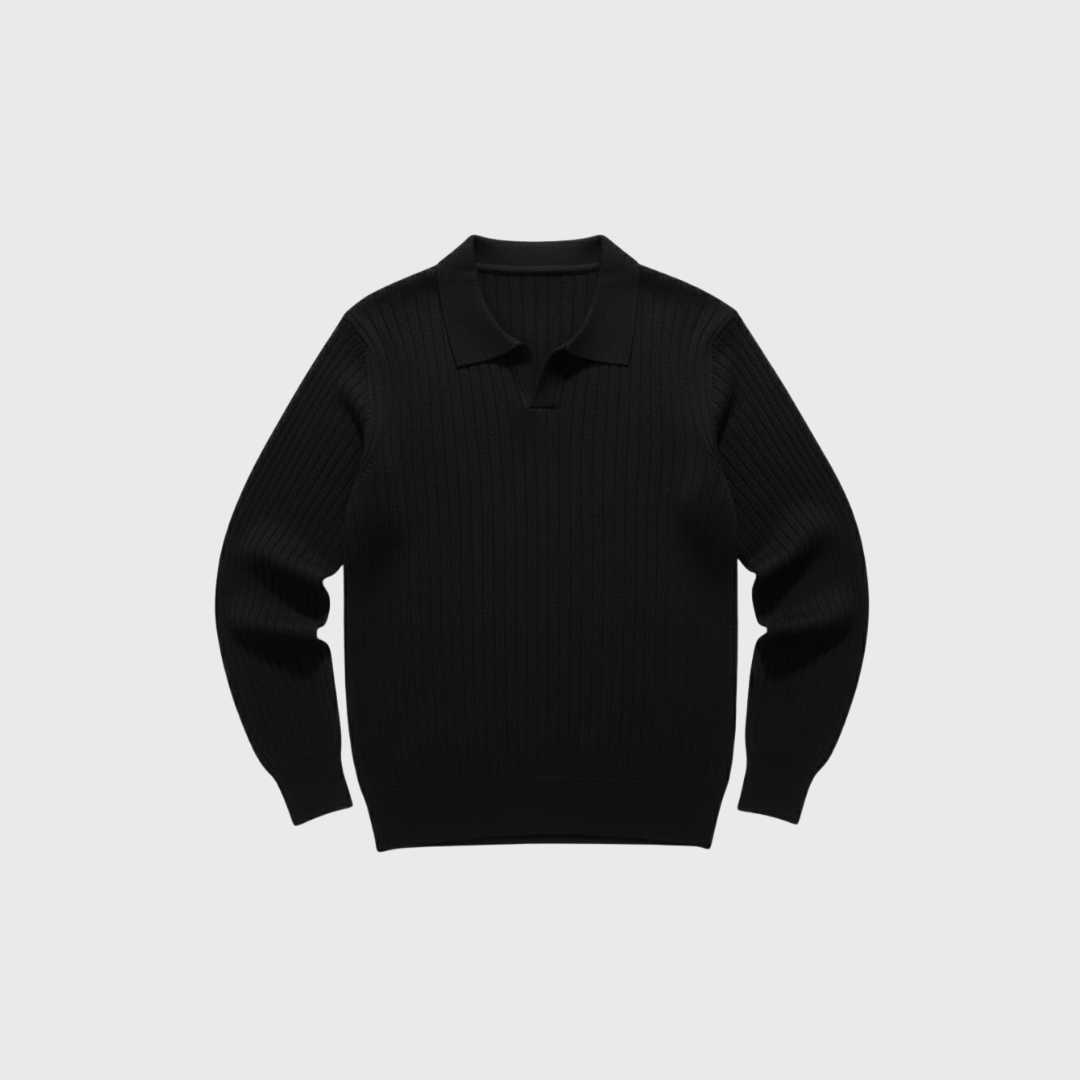 Riveromode | Men’s Ribbed Knit Polo in Long Sleeve Design