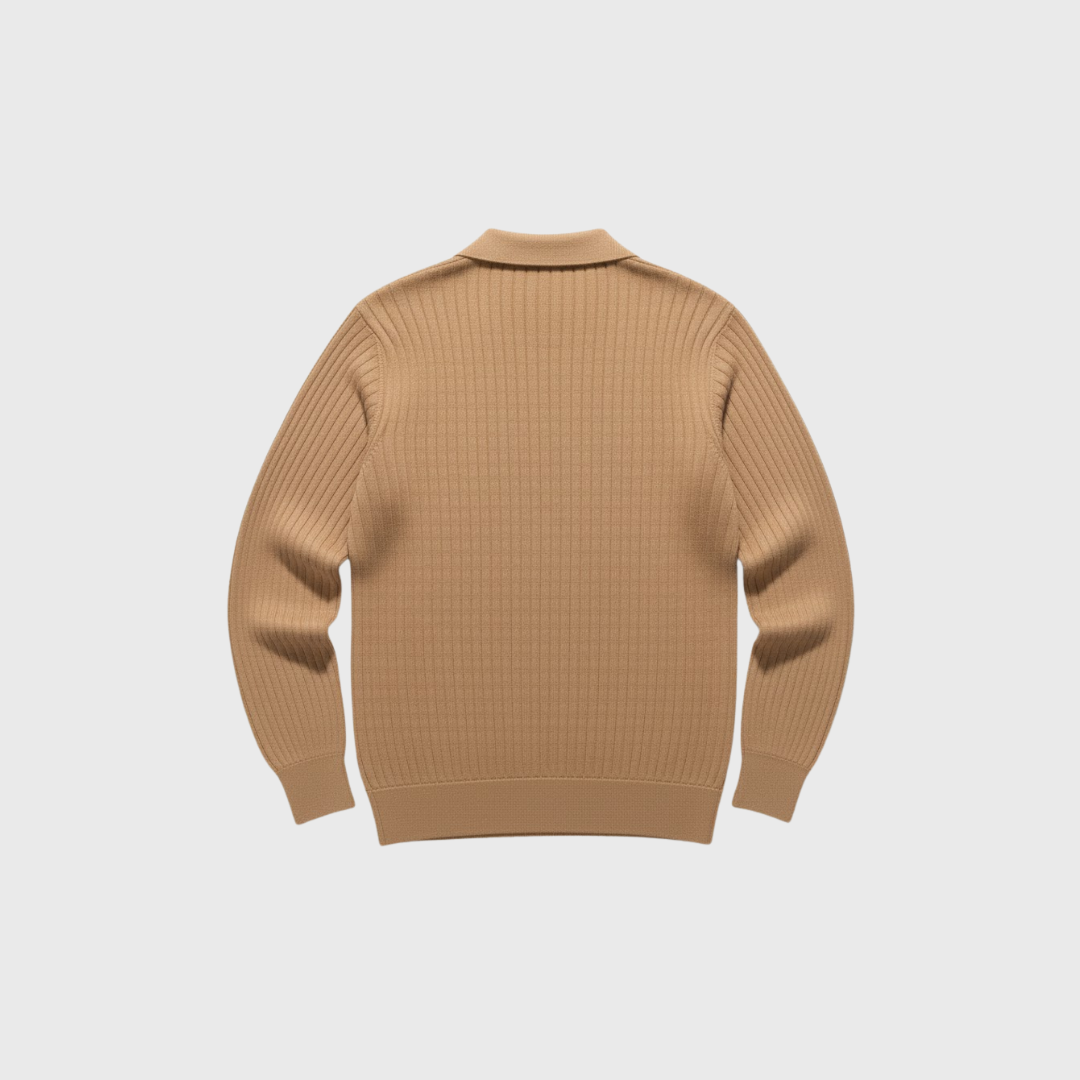 Riveromode | Men’s Ribbed Knit Polo in Long Sleeve Design