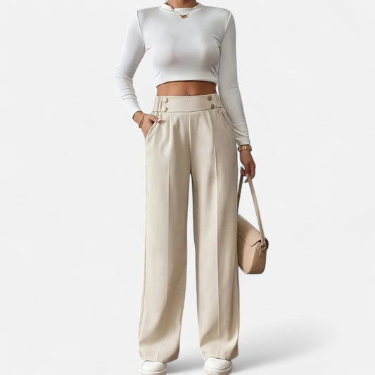 Riveromode | Women’s High-Waist Wide Leg Trousers in Elegant Cut