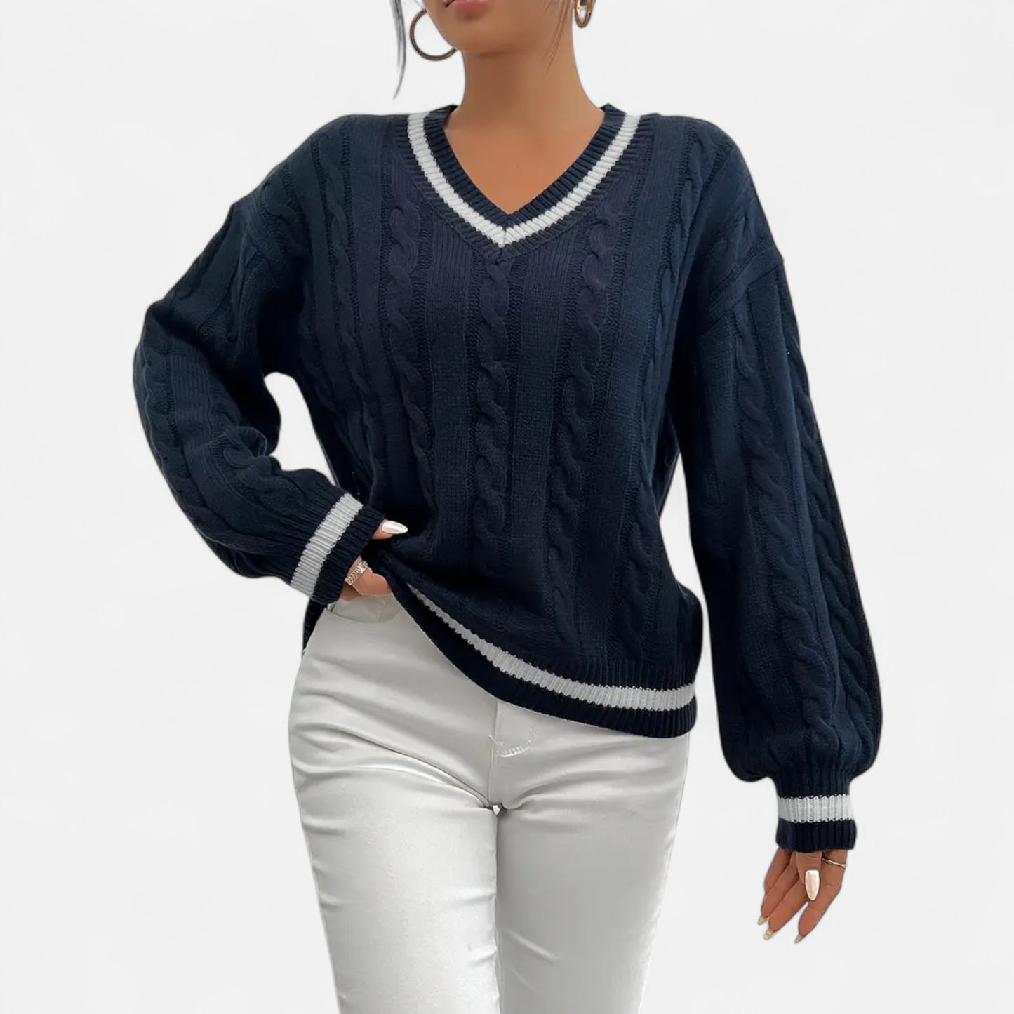 Riveromode | Women’s Long Sleeve Knit Jumper in Classic Detailing