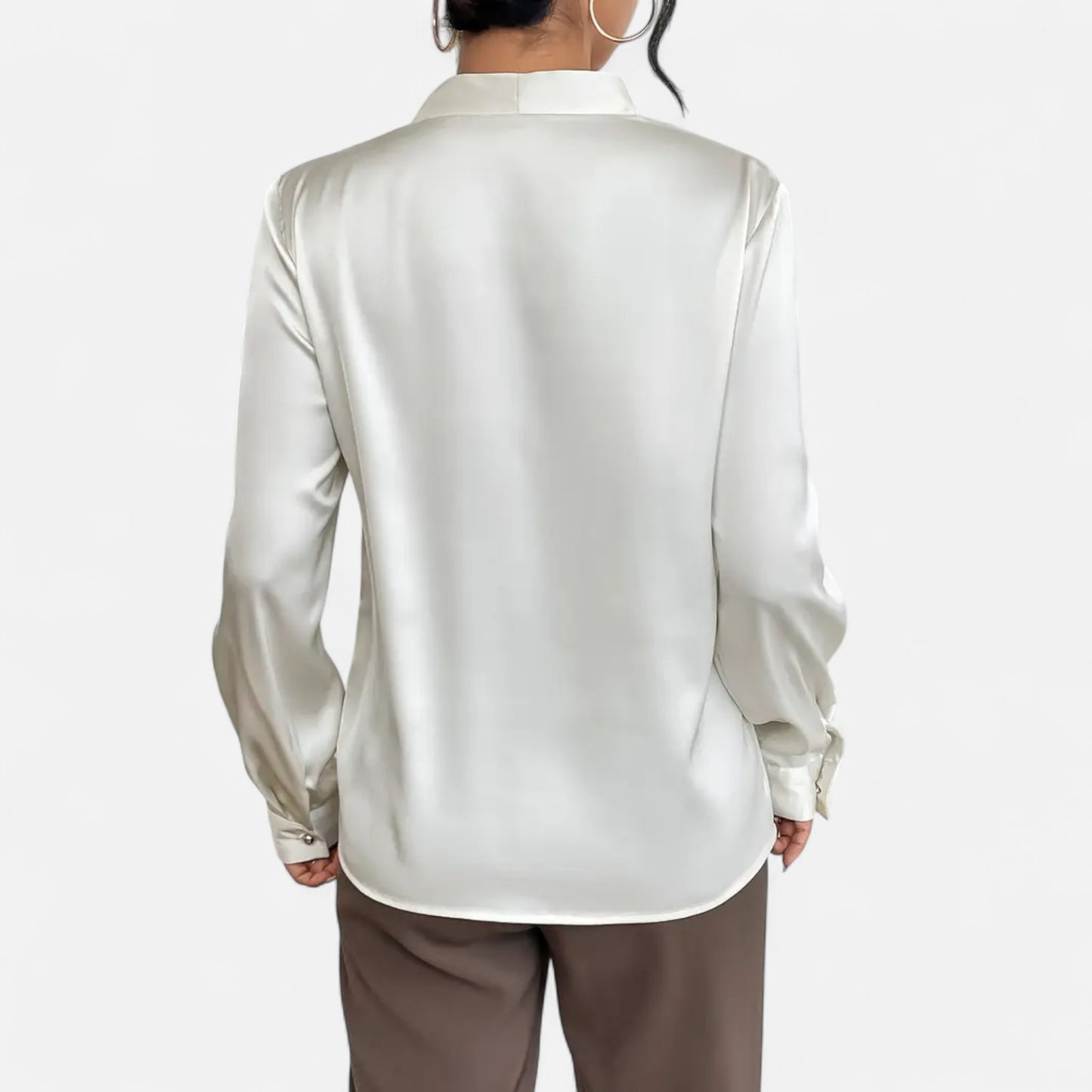 Riveromode | Women’s Satin Blouse with Elegant V-Neck