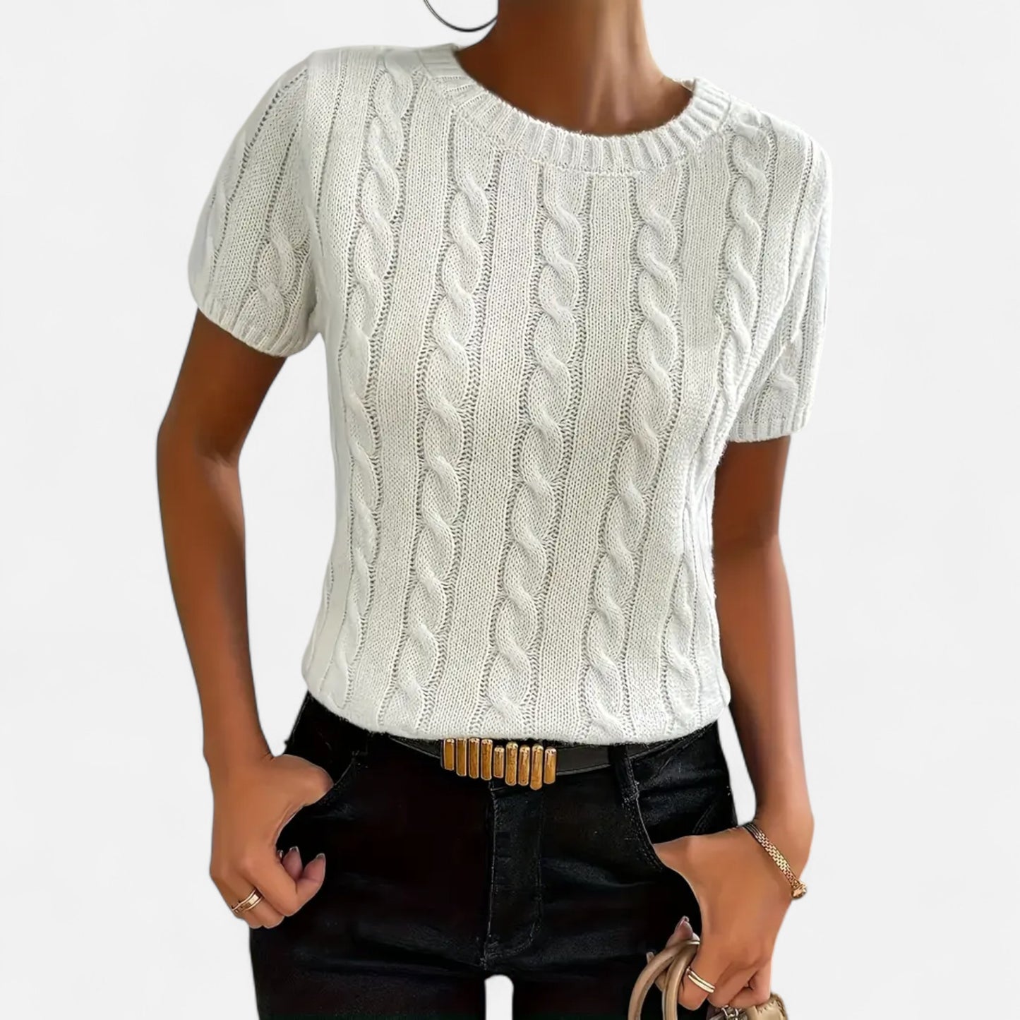 Riveromode | Women’s Knitted Top in Classic Cable Design