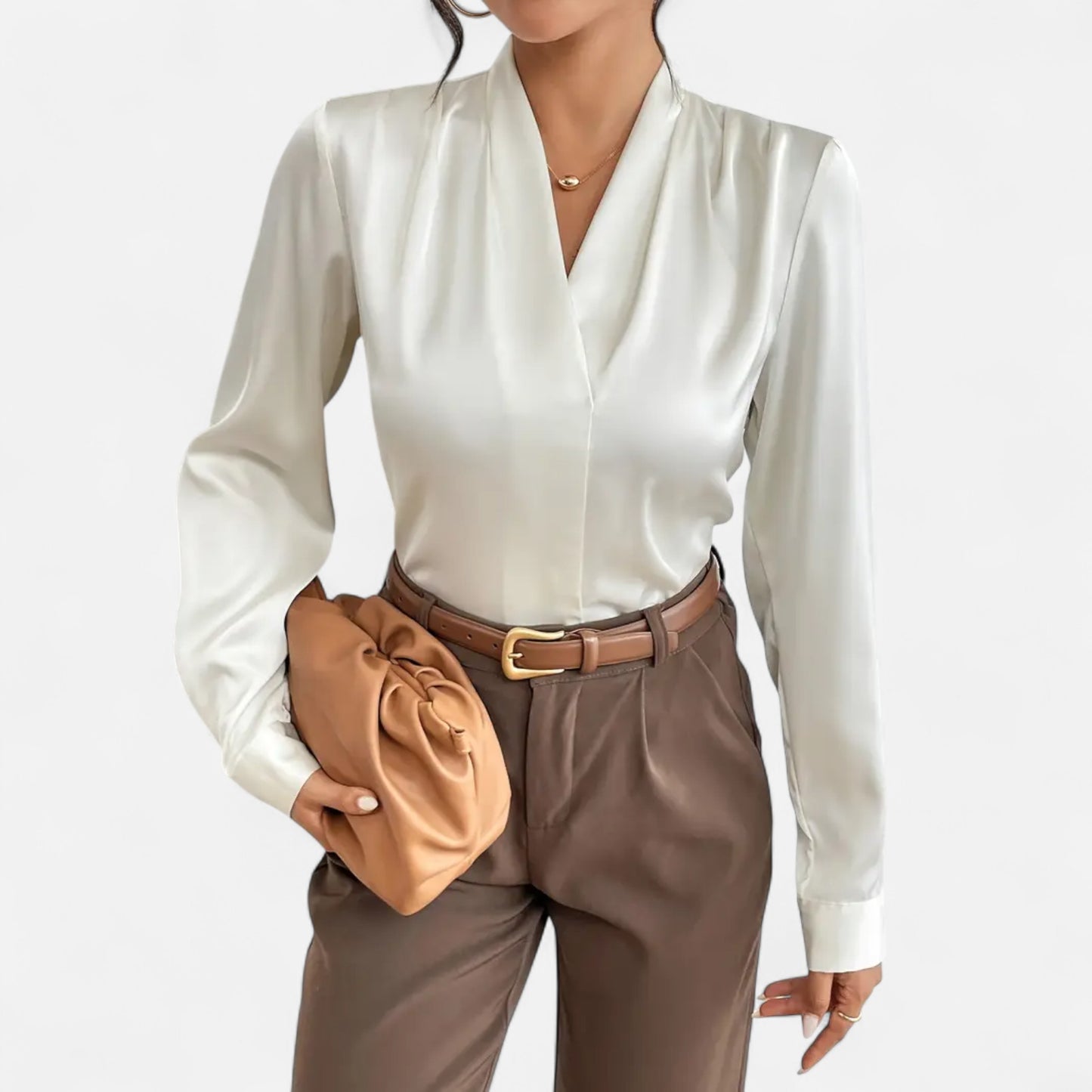 Riveromode | Women’s Satin Blouse with Elegant V-Neck