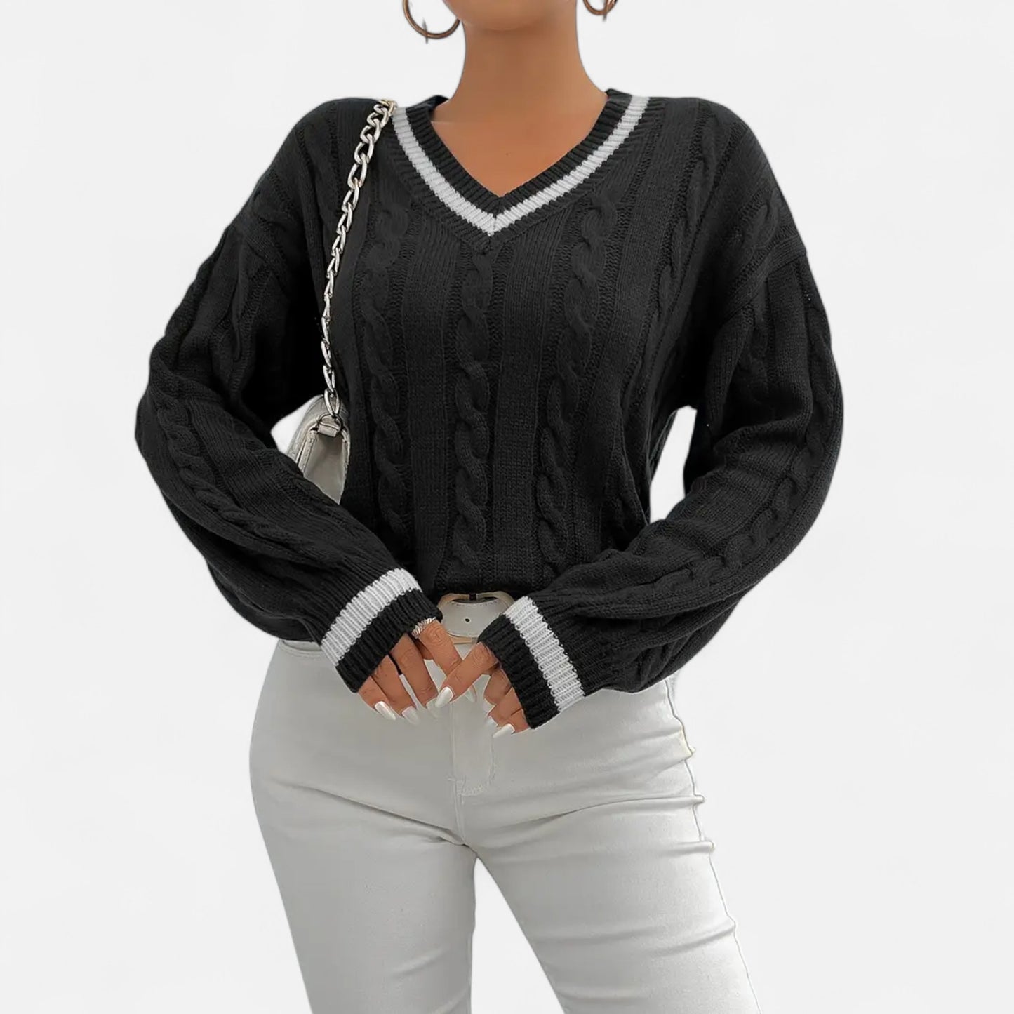 Riveromode | Women’s Long Sleeve Knit Jumper in Classic Detailing