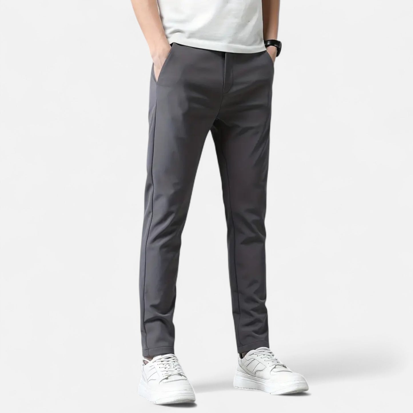 Riveromode | Men’s Mid-Rise Straight Leg Pants for Smart Casual Wear