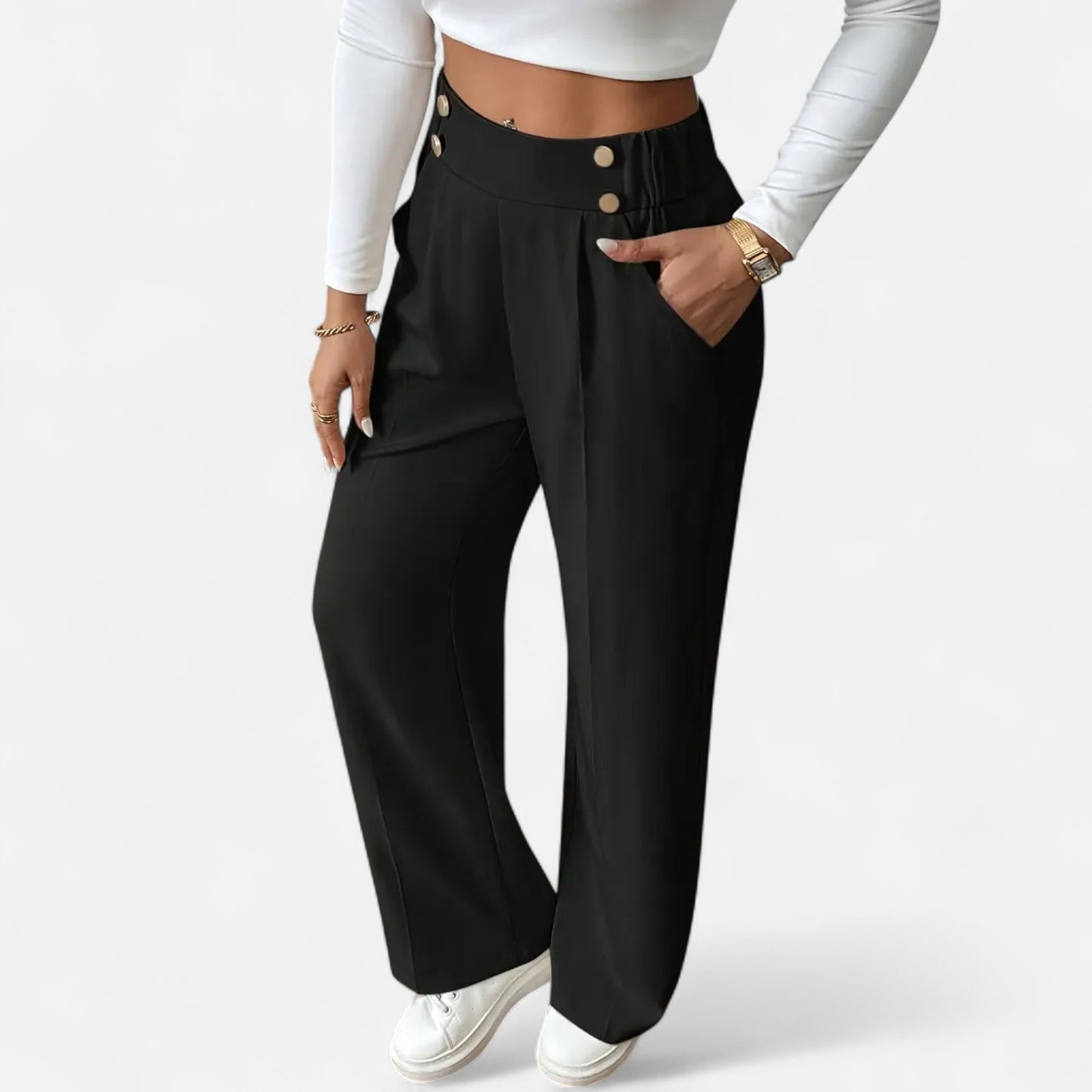Riveromode | Women’s High-Waist Wide Leg Trousers in Elegant Cut