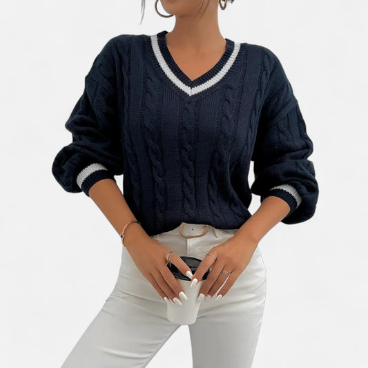 Riveromode | Women’s Long Sleeve Knit Jumper in Classic Detailing