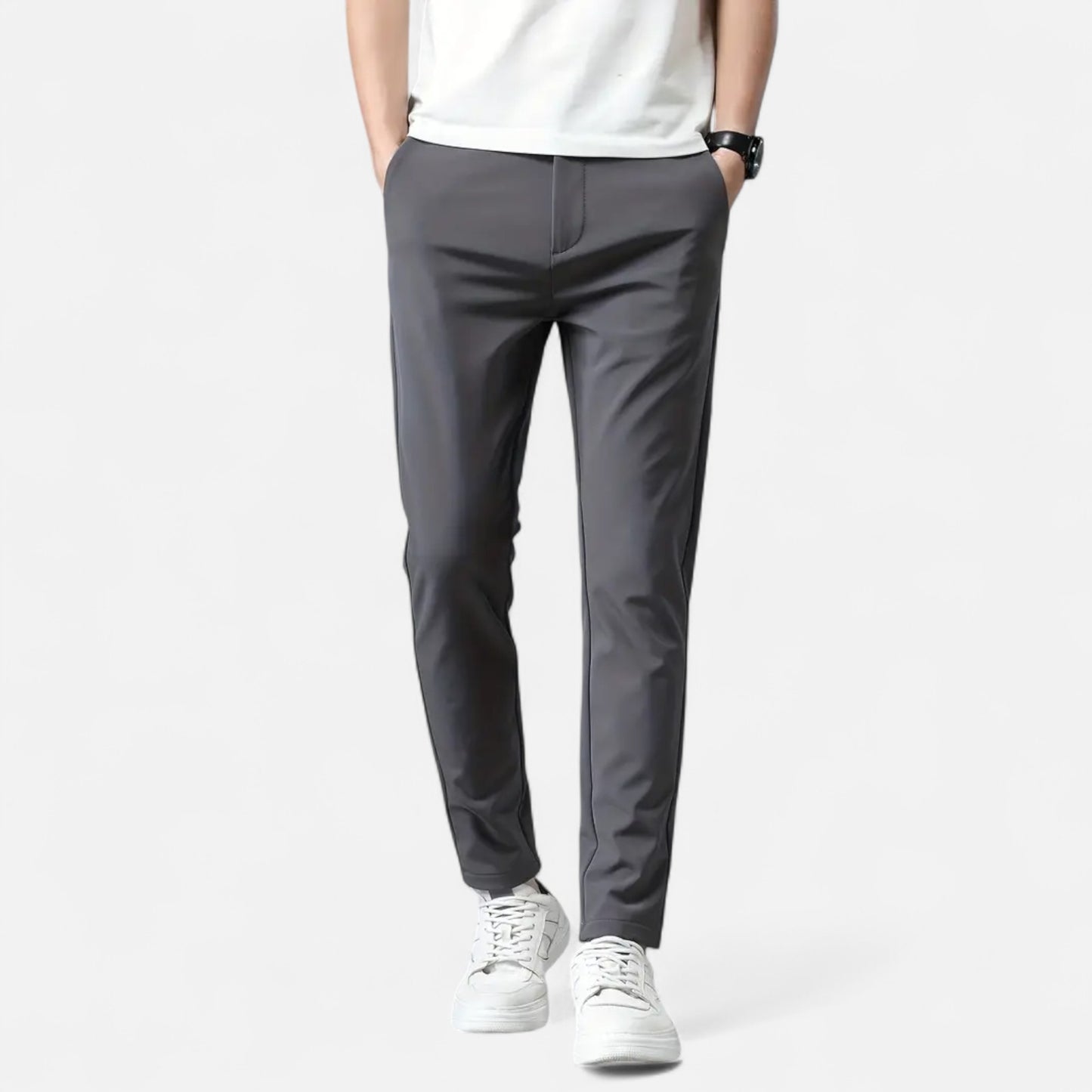 Riveromode | Men’s Mid-Rise Straight Leg Pants for Smart Casual Wear
