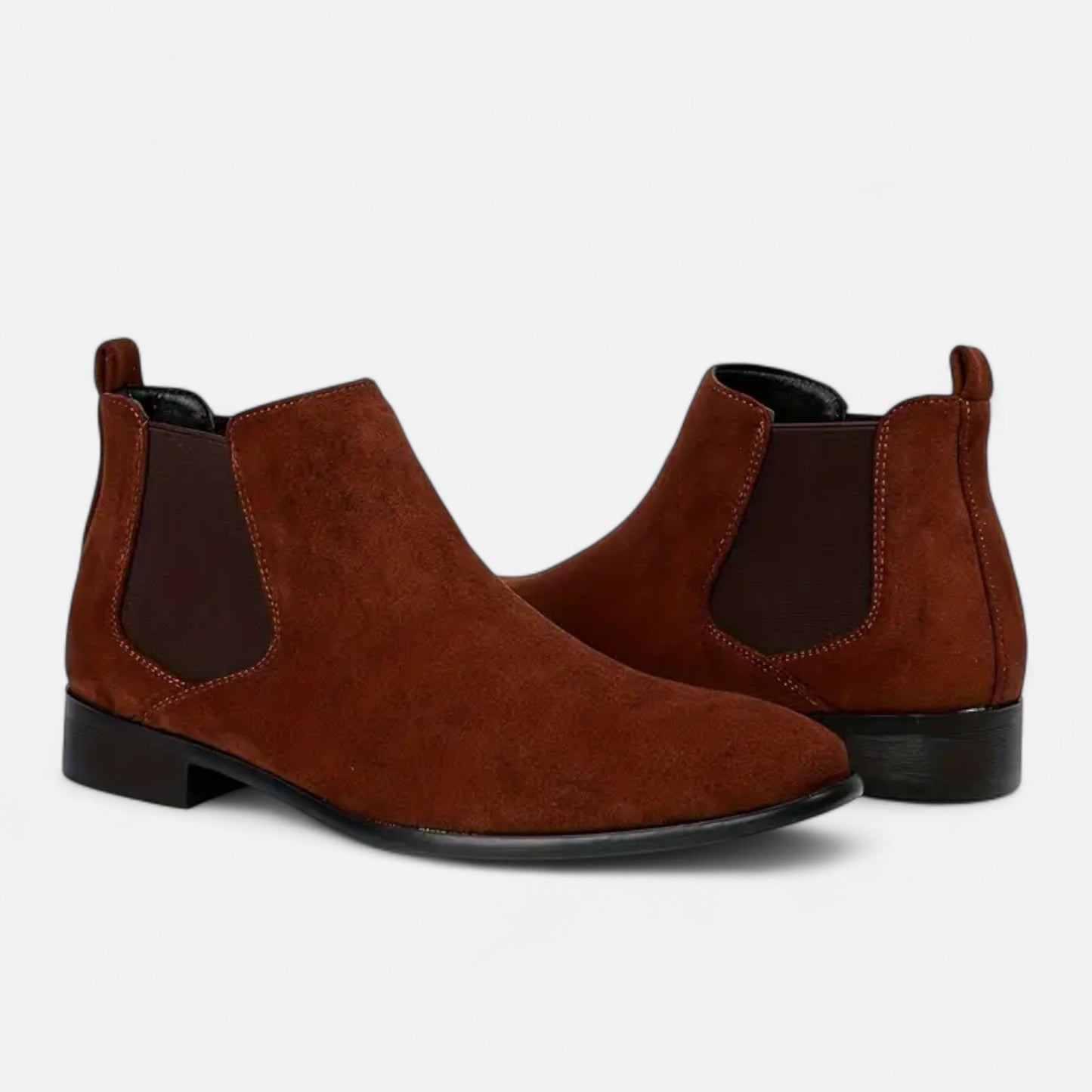 Riveromode | Men’s Chelsea Boots – Beige, Black & Brown Suede Elegance