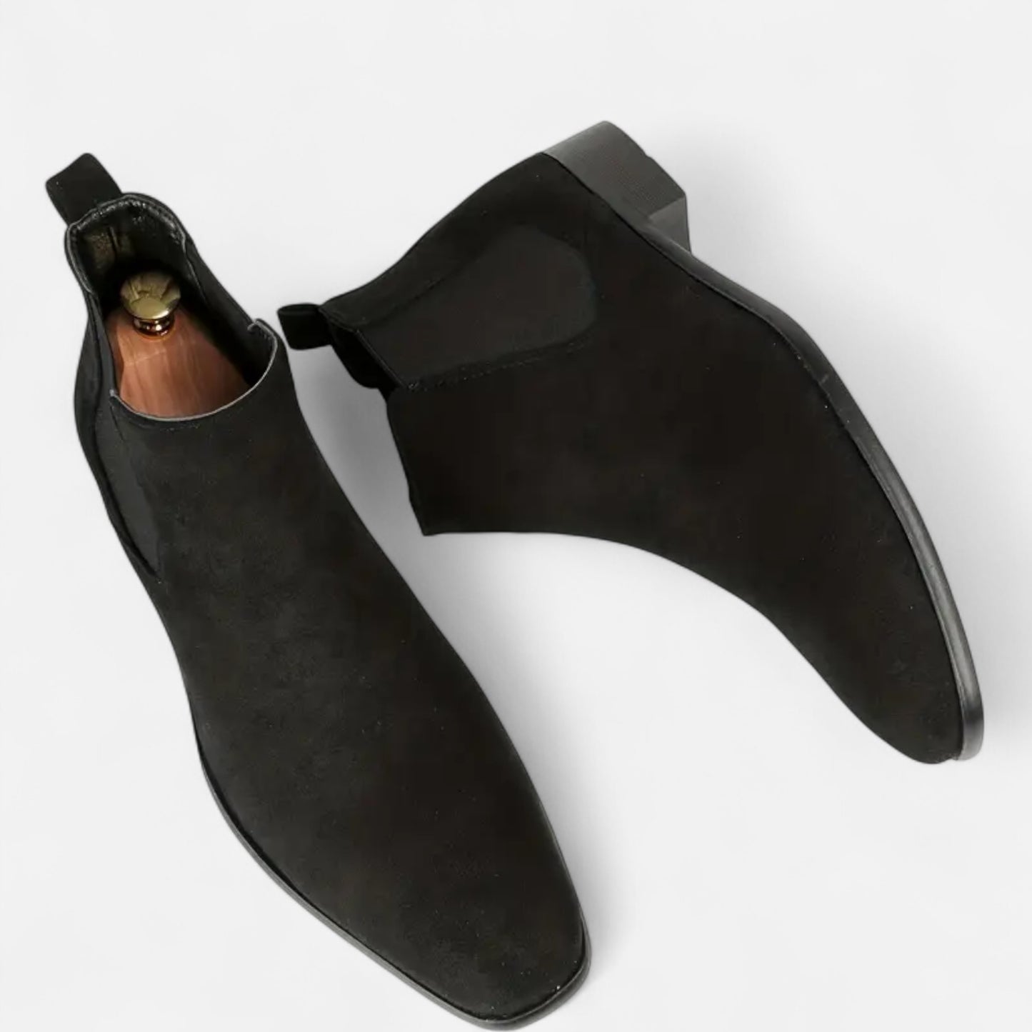 Riveromode | Men’s Chelsea Boots – Beige, Black & Brown Suede Elegance