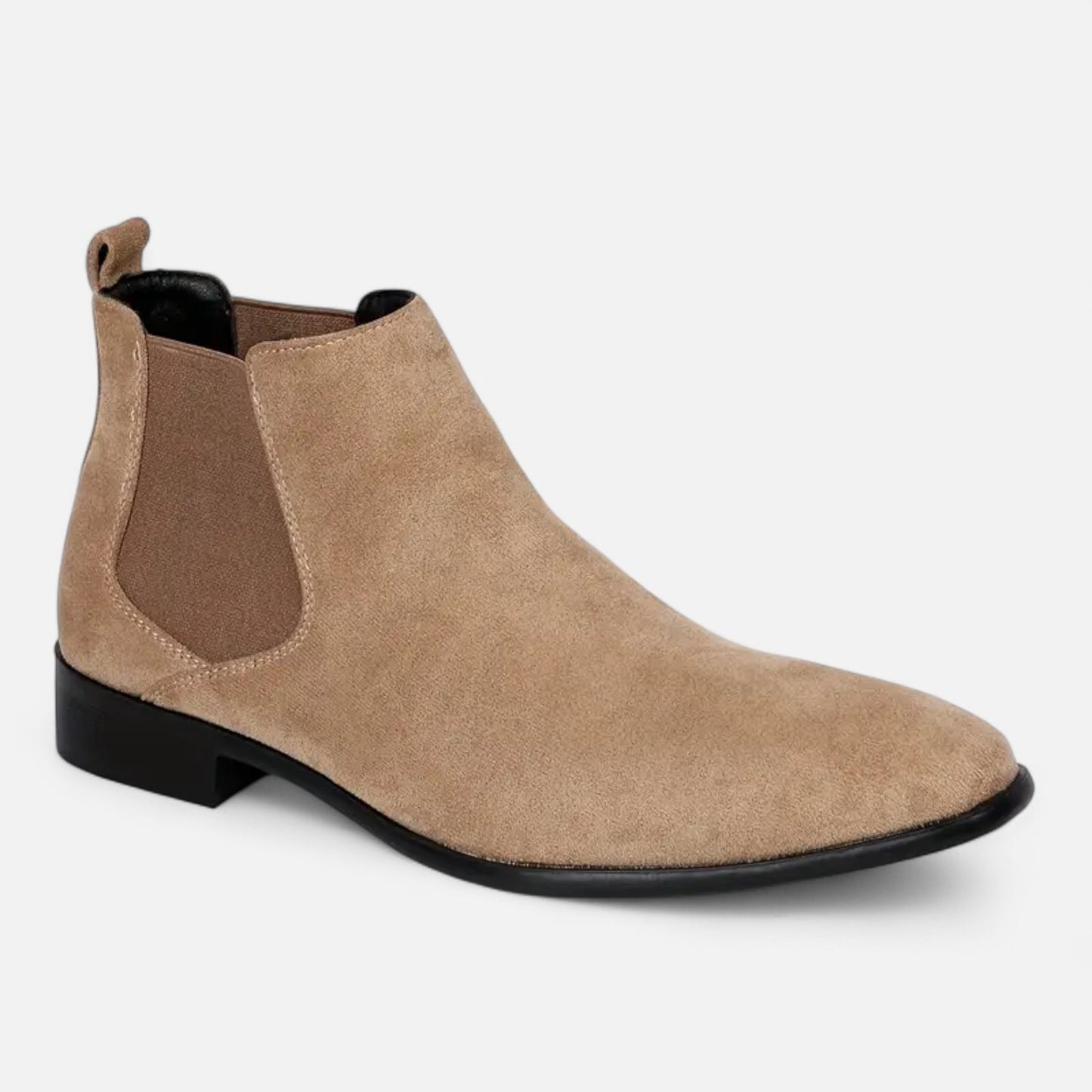 Riveromode | Men’s Chelsea Boots – Beige, Black & Brown Suede Elegance