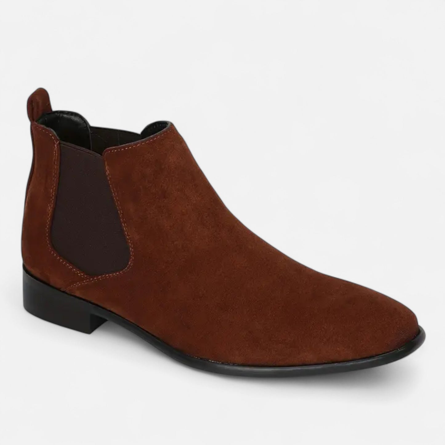 Riveromode | Men’s Chelsea Boots – Beige, Black & Brown Suede Elegance