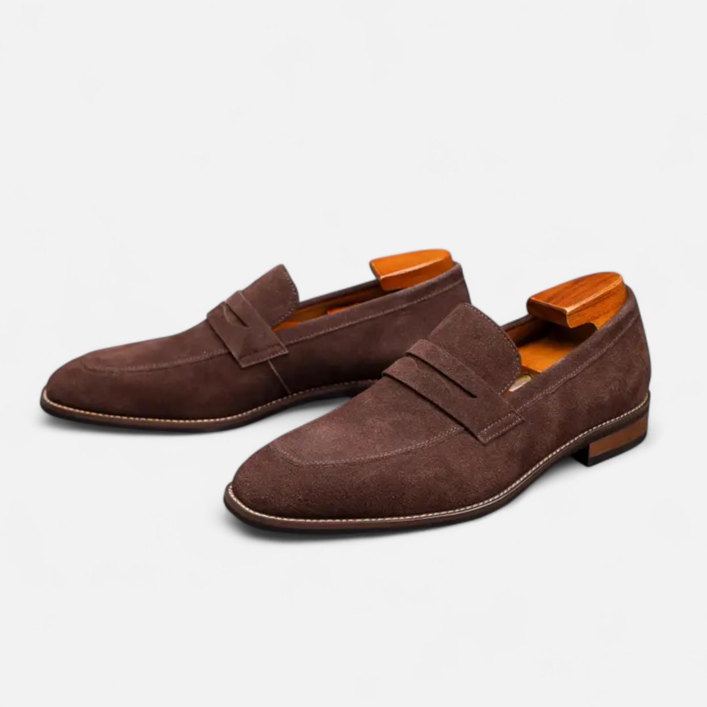 Riveromode | Men’s Suede Penny Loafers – Classic Slip-On Elegance