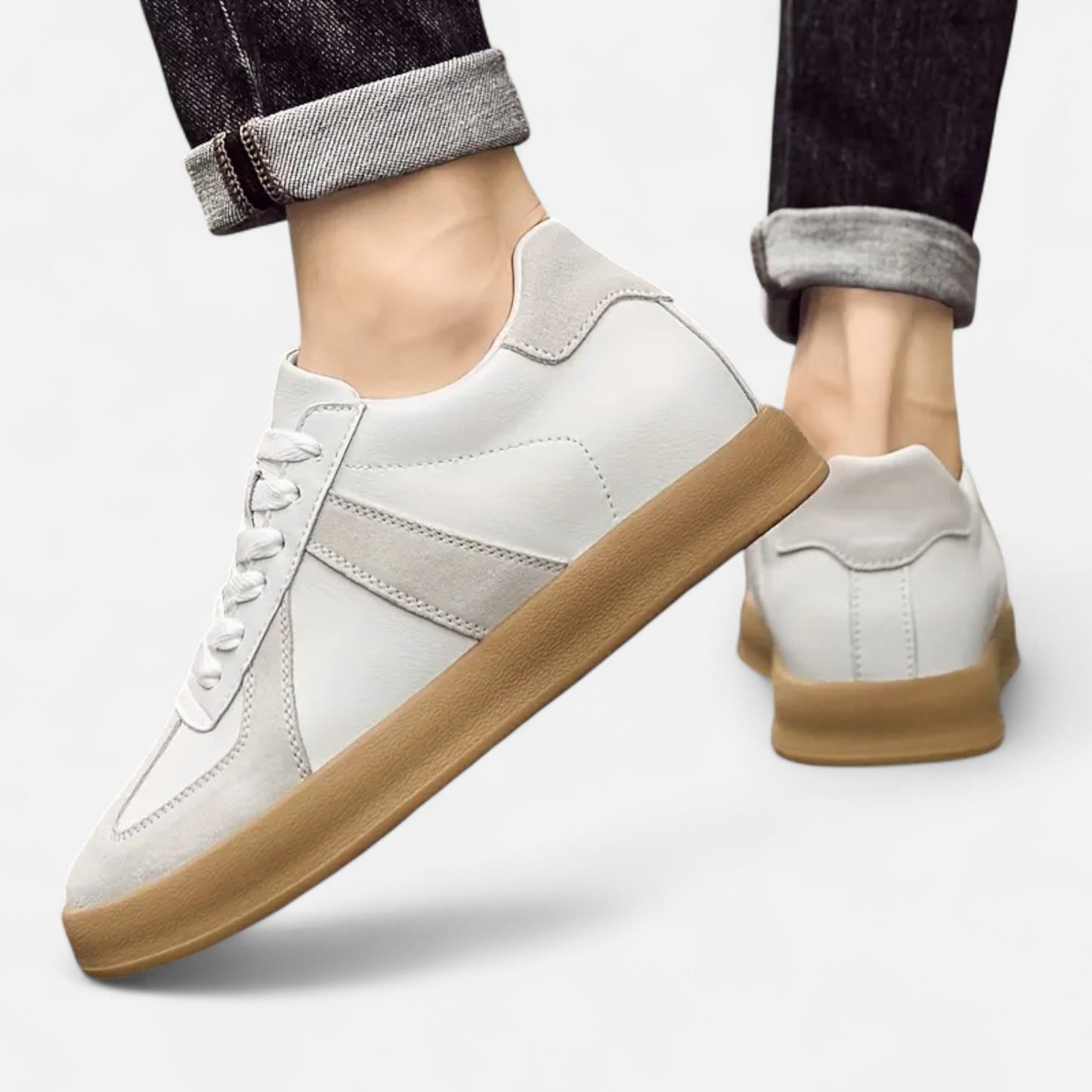 Riveromode | Men’s Leather Sneakers – Classic Suede Detail Design