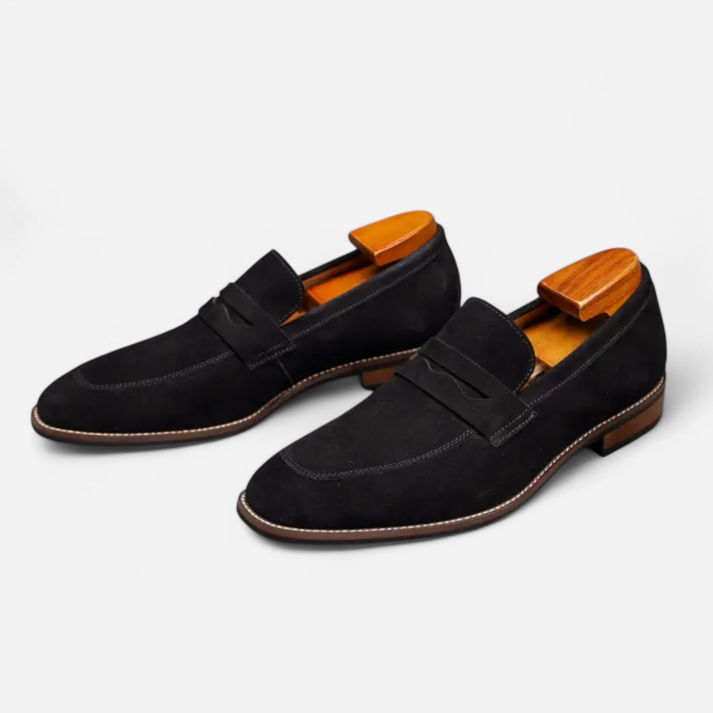 Riveromode | Men’s Suede Penny Loafers – Classic Slip-On Elegance